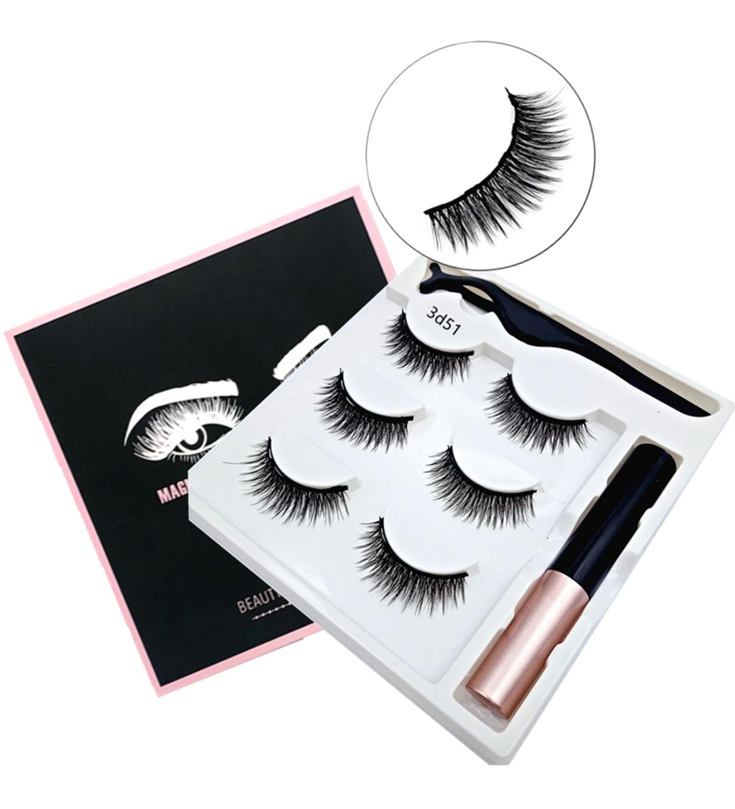 Magnetic Eyelashes And Eyeliner Kit 3 Pairs Reusable Magnetic Lashes With Eyeliner 3D Natural Look False Eyelashes Magnetic Eyelashes Natural Looking Lashes - Buy Online on GoSupps.com