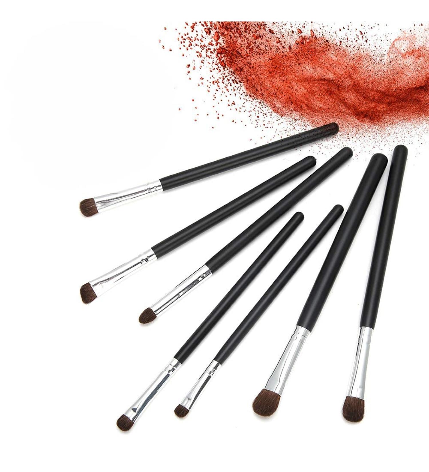 7-Piece Kabuki Makeup Brush Set - Professional Wet & Dry Cosmetic Brushes for Blush Powder Highlight & More - Black - Buy Online on GoSupps.com
