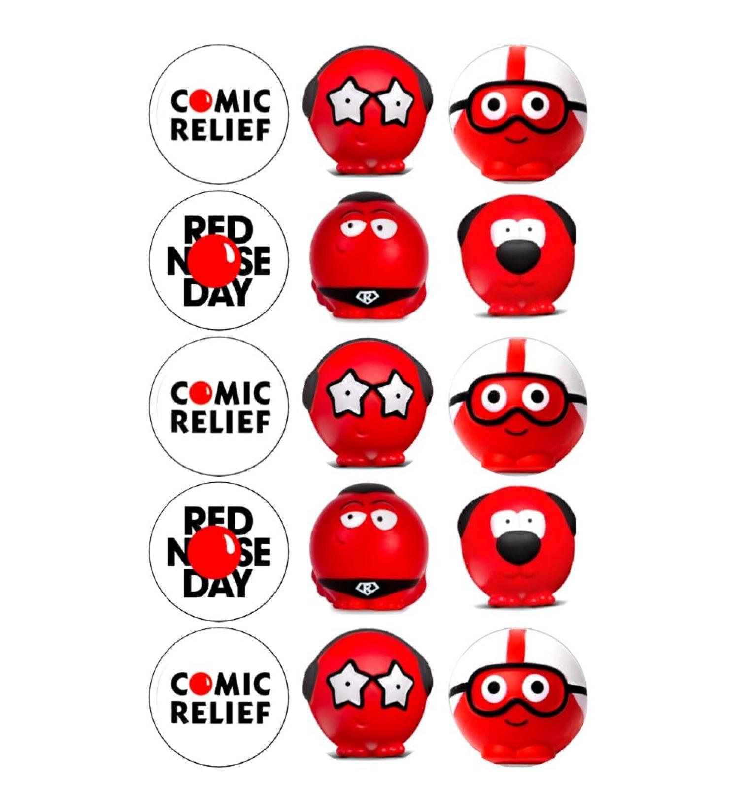 15 x Red Nose Party Pack Edible Wafer or Icing Cupcake Toppers Fun Charity Party Cake Decorations Perfect For Brownies Cookies Muffins & More! (Edible Wafer Card)