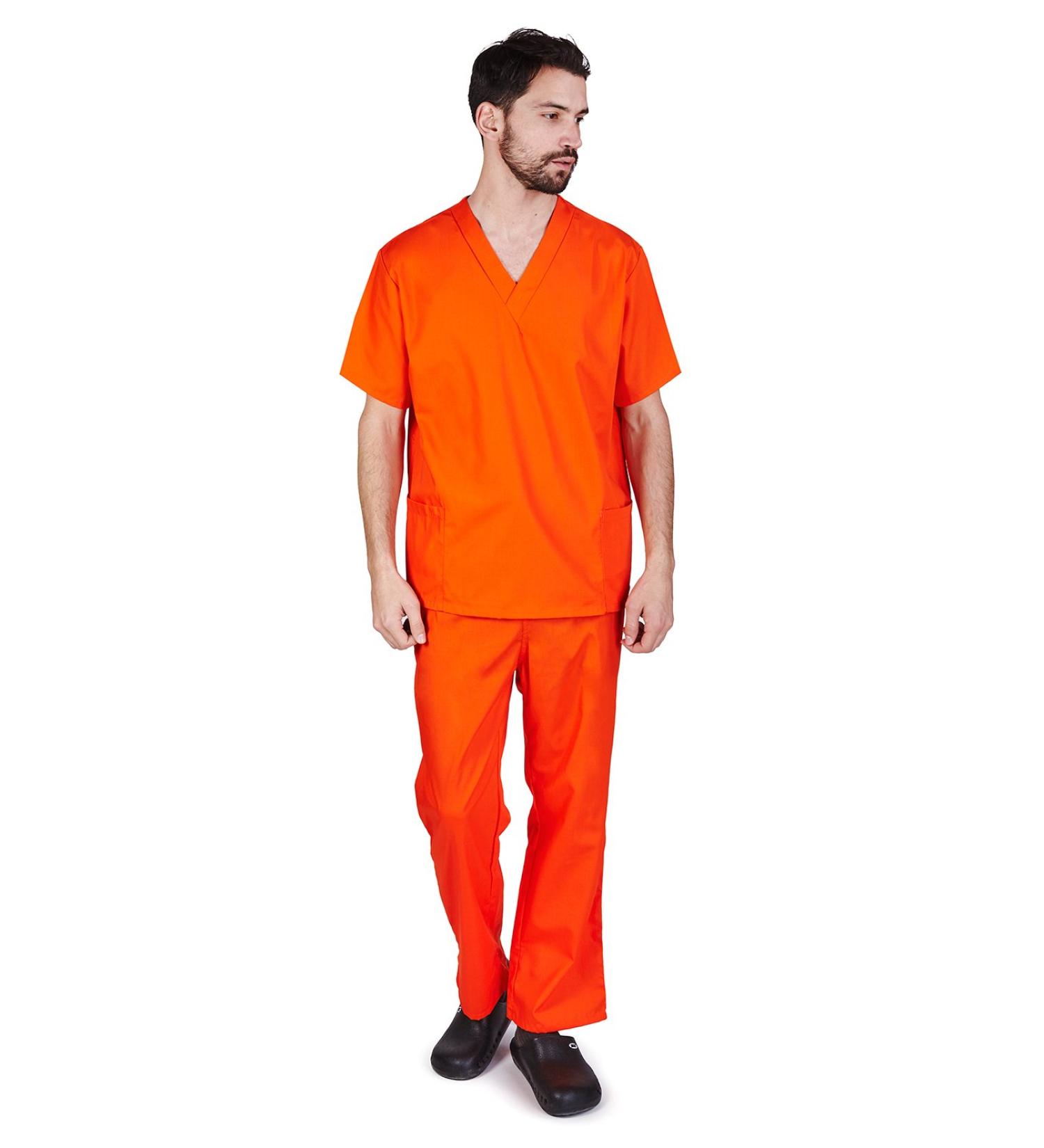 M&M SCRUBS Men Scrub Set Medical Scrub Top and Pants L Orange