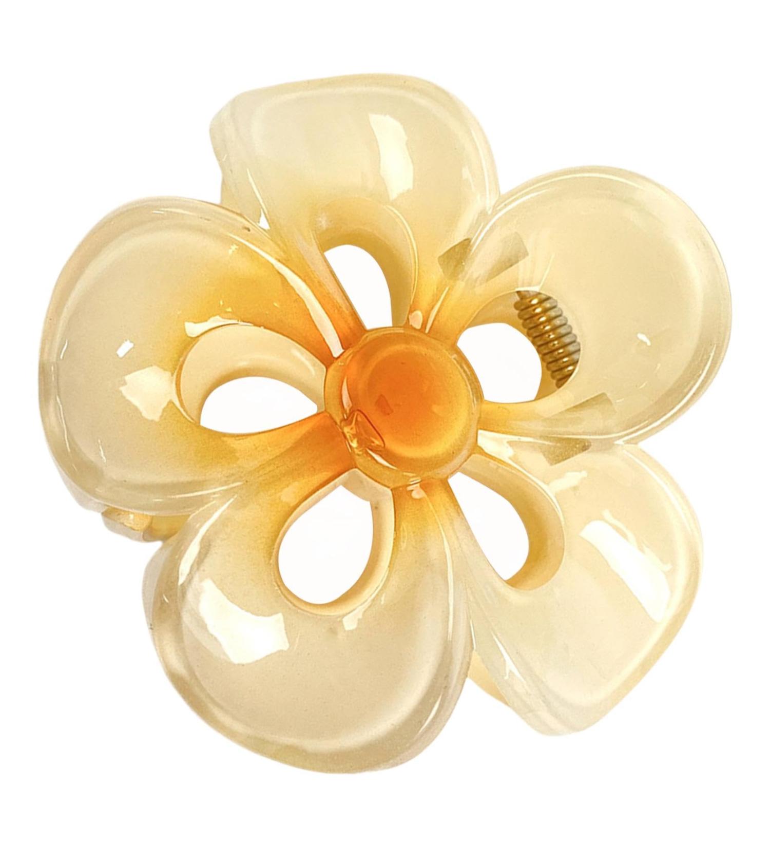Nubamzy Flower Clips for Hair - Acrylic Strong Hold Hair Clip - Hair Styling Accessories Non-Slip Hair Clips Womens Hair Barrettes for Woman and Girls Yellow - Buy Online on GoSupps.com