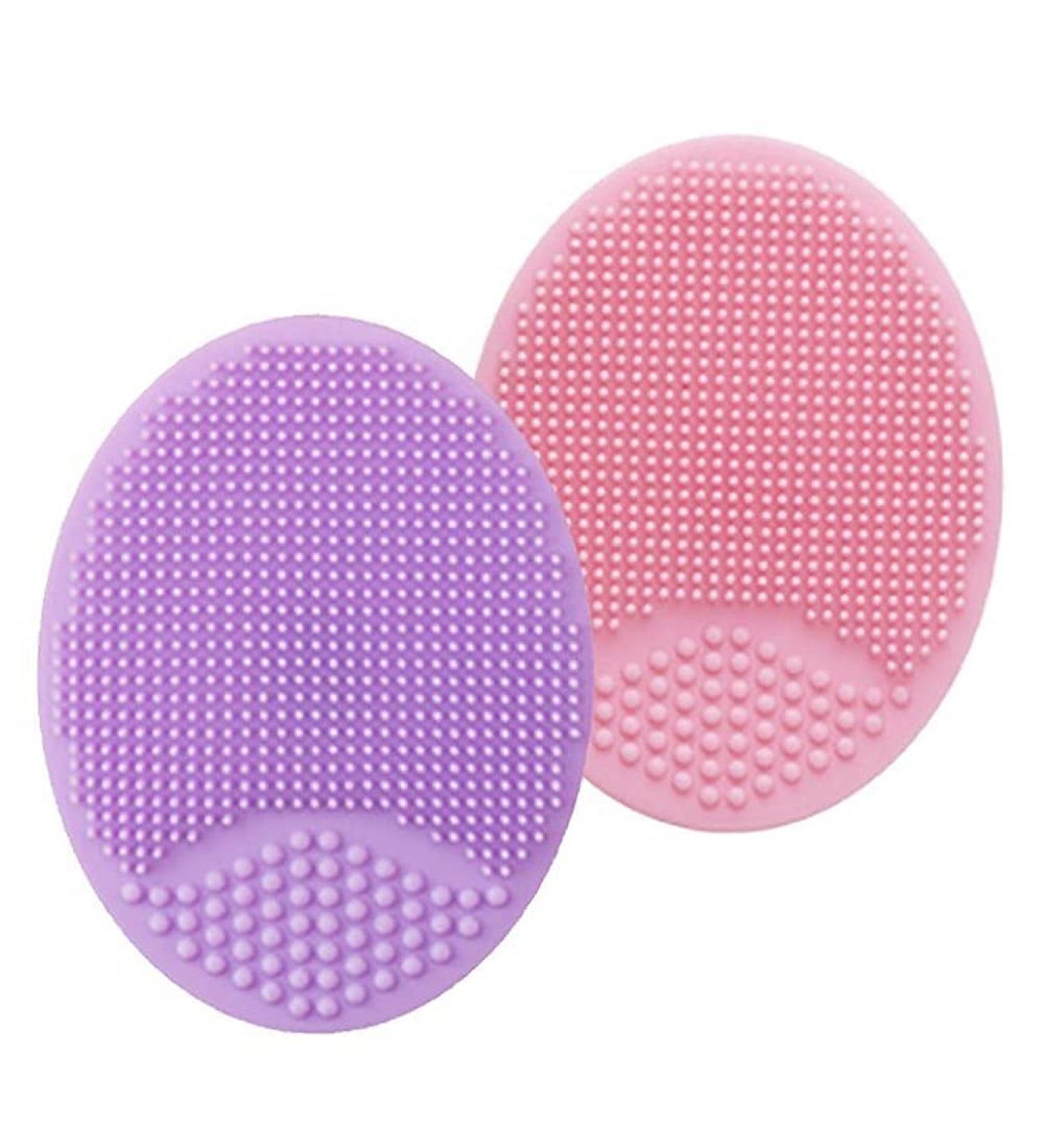 Soft Silicone Face Cleaning Brush Set for Sensitive Skin - Exfoliating Pores & Makeup Removal (Pink & Purple) - International Shipping Available - Buy Online on GoSupps.com
