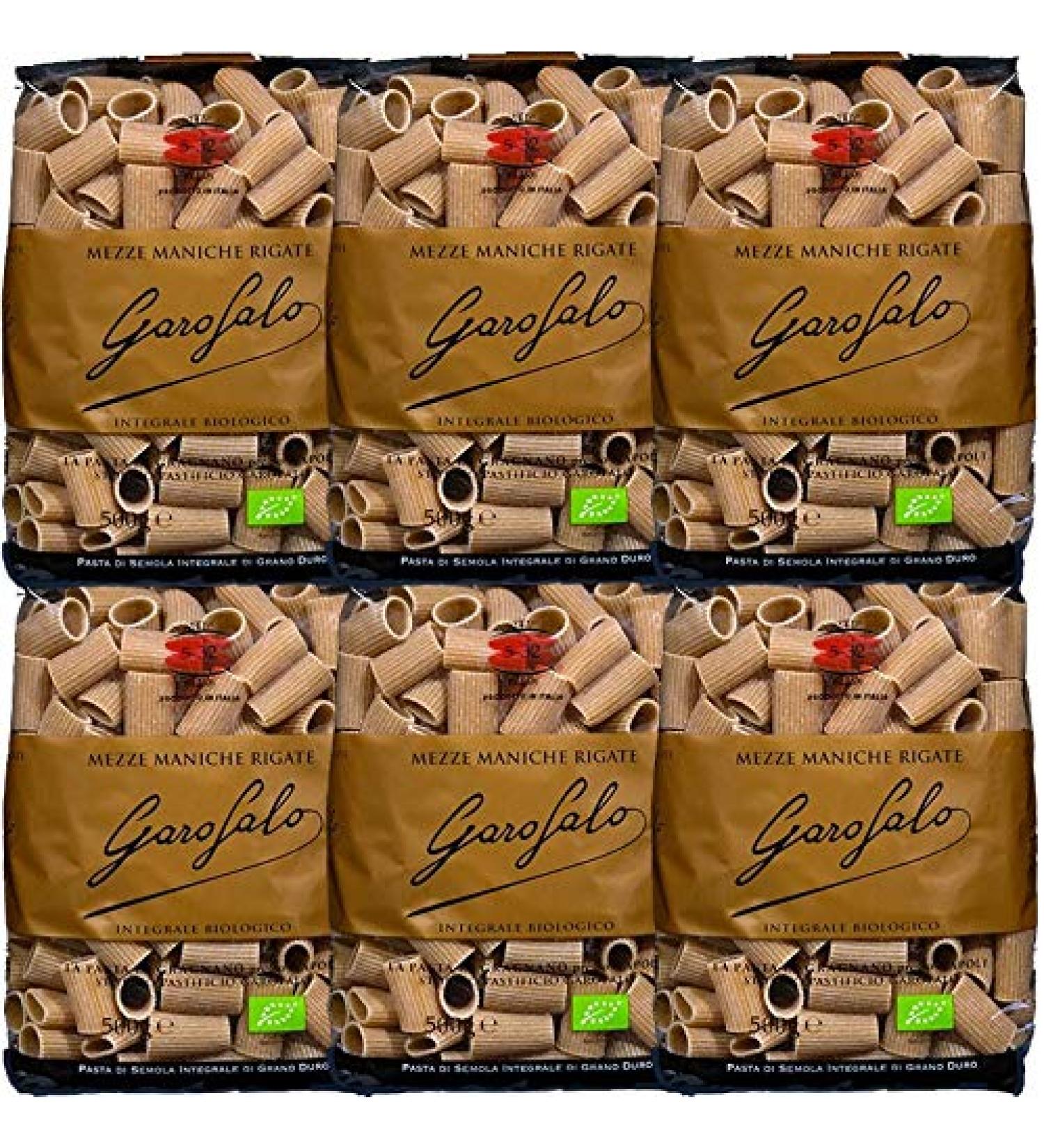 Garofalo GAROFALO Half Sleeves Striped Organic Built-In Paste 6 x 500 g