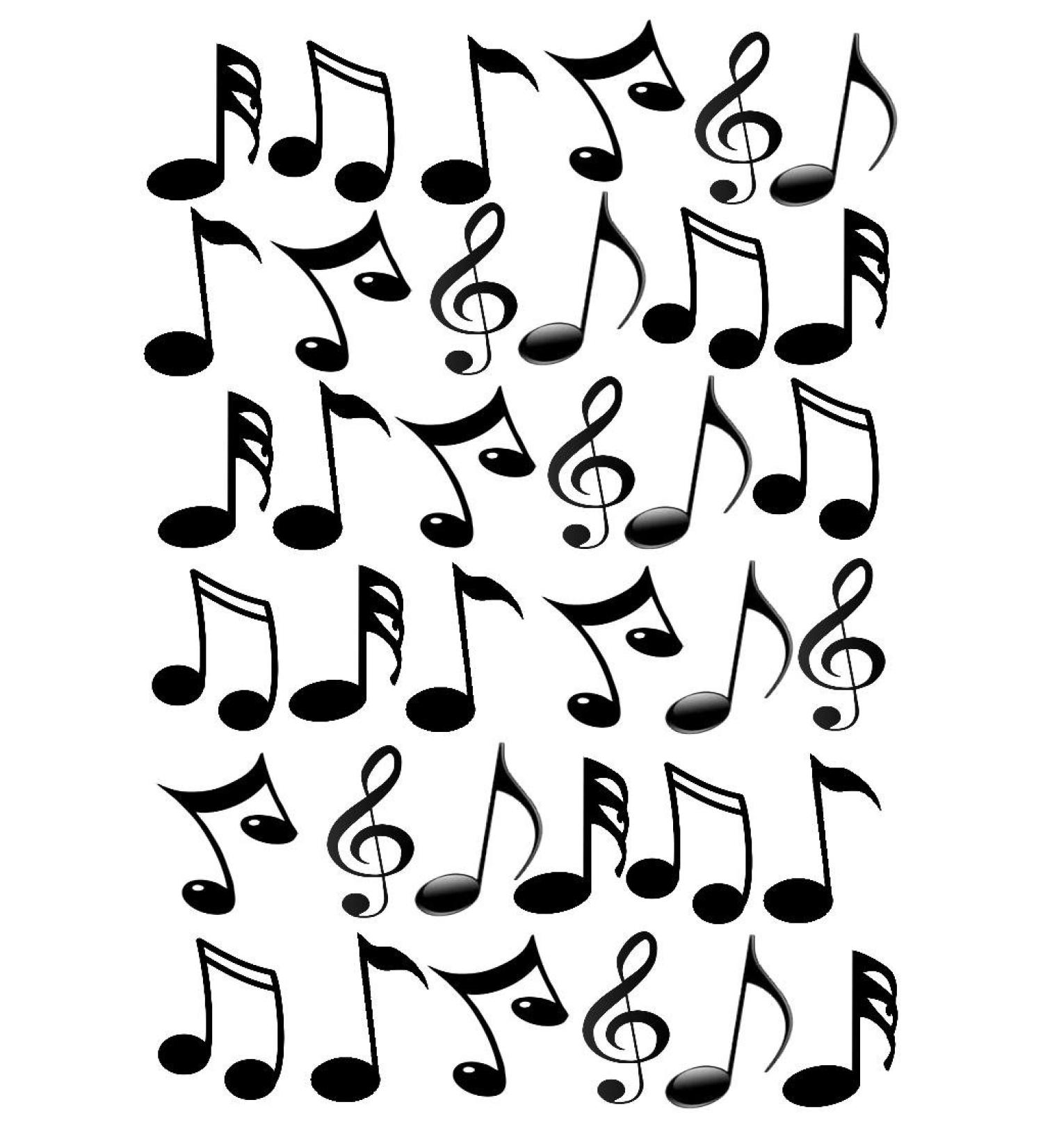 36 x cake decorations made of edible paper with music notes.