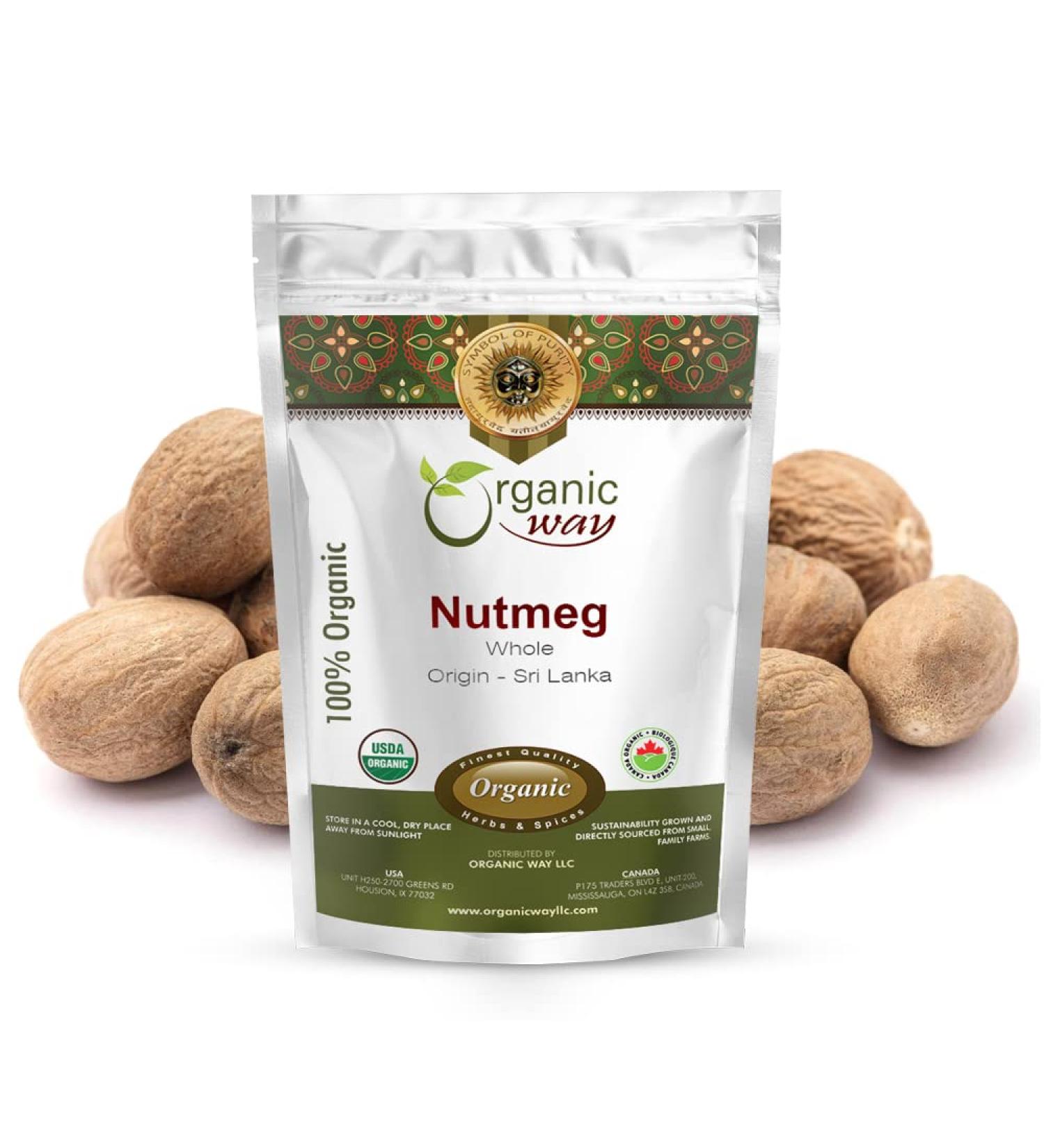Organic Way Premium Quality Nutmeg Whole - Healthy Digestion, Non-GMO, Gluten Free, USDA Certified - 1 lb (16 oz) Pack from India - Buy Online on GoSupps.com