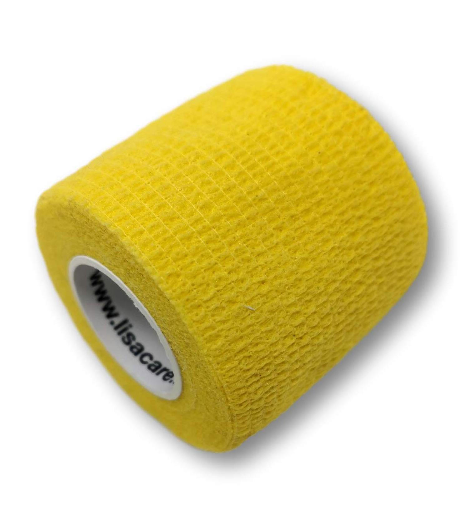 Lisacare 12 Rolls Self-Adhering Elastic Wrist Band - 5cm Wide Medical Device for Sports | Custom Colors & Motifs (Yellow) - International Shipping Available - Buy Online on GoSupps.com