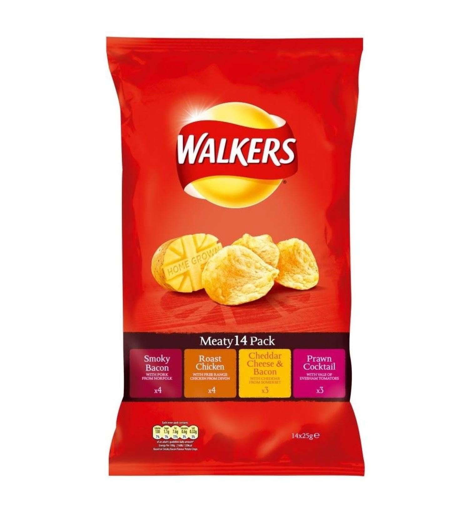 Walkers Walkers Crisps - Meaty Variety (14X25G) - Pack of 2
