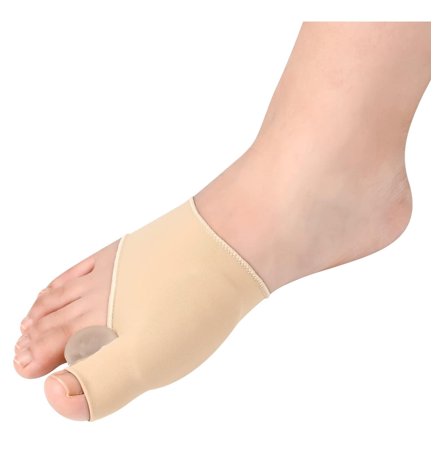 Bunion Corrector Big Toe Separator & Splint Sleeve - 1 Pair with Silicone Pad for Day and Night Wear - Small Beige - Buy Online on GoSupps.com