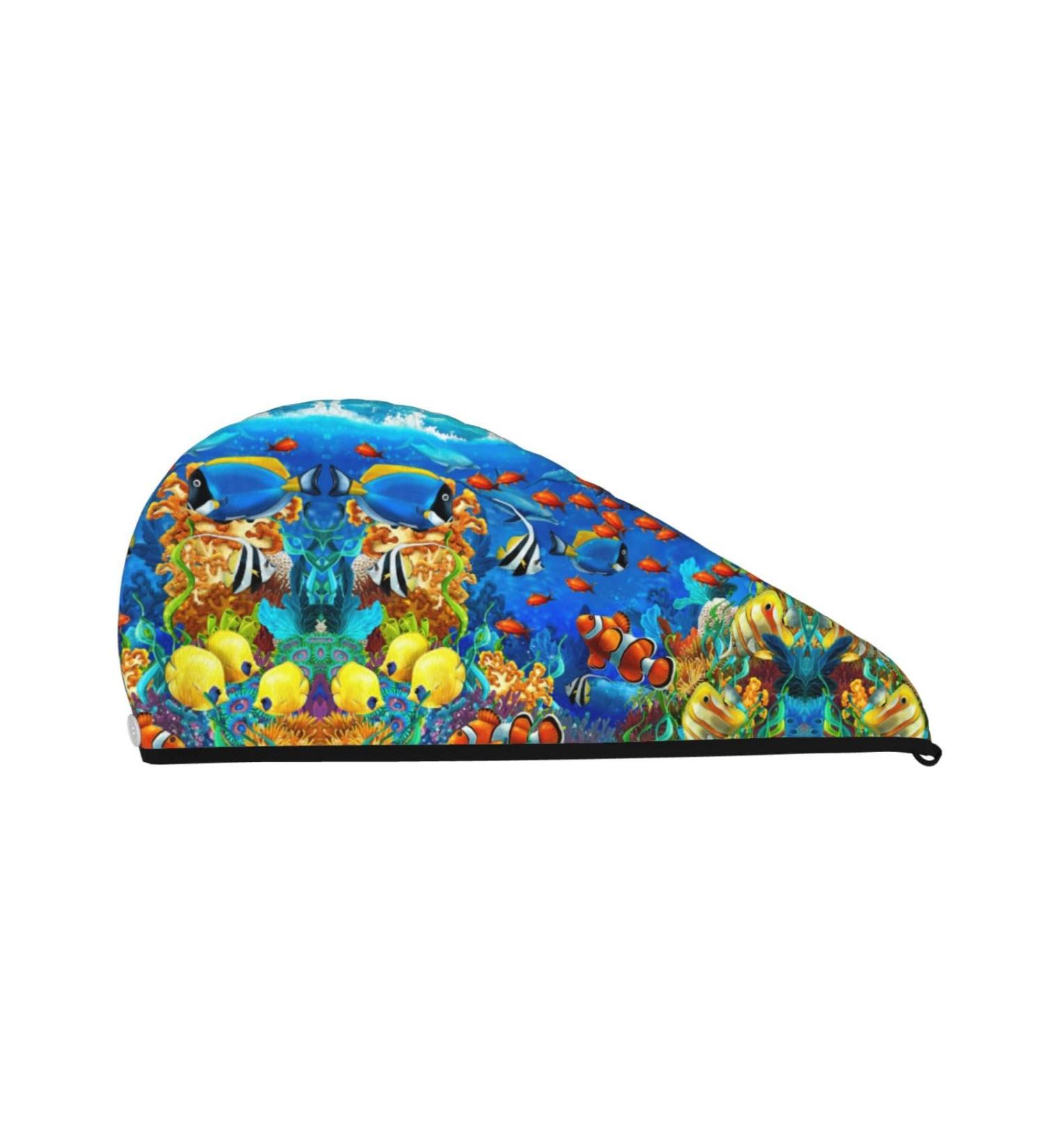 Ocean Tropical Fish Coral Velvet Hair Cap - Perfect for Home Travel Pool Parties & Beaches | SamLng - Buy Online on GoSupps.com