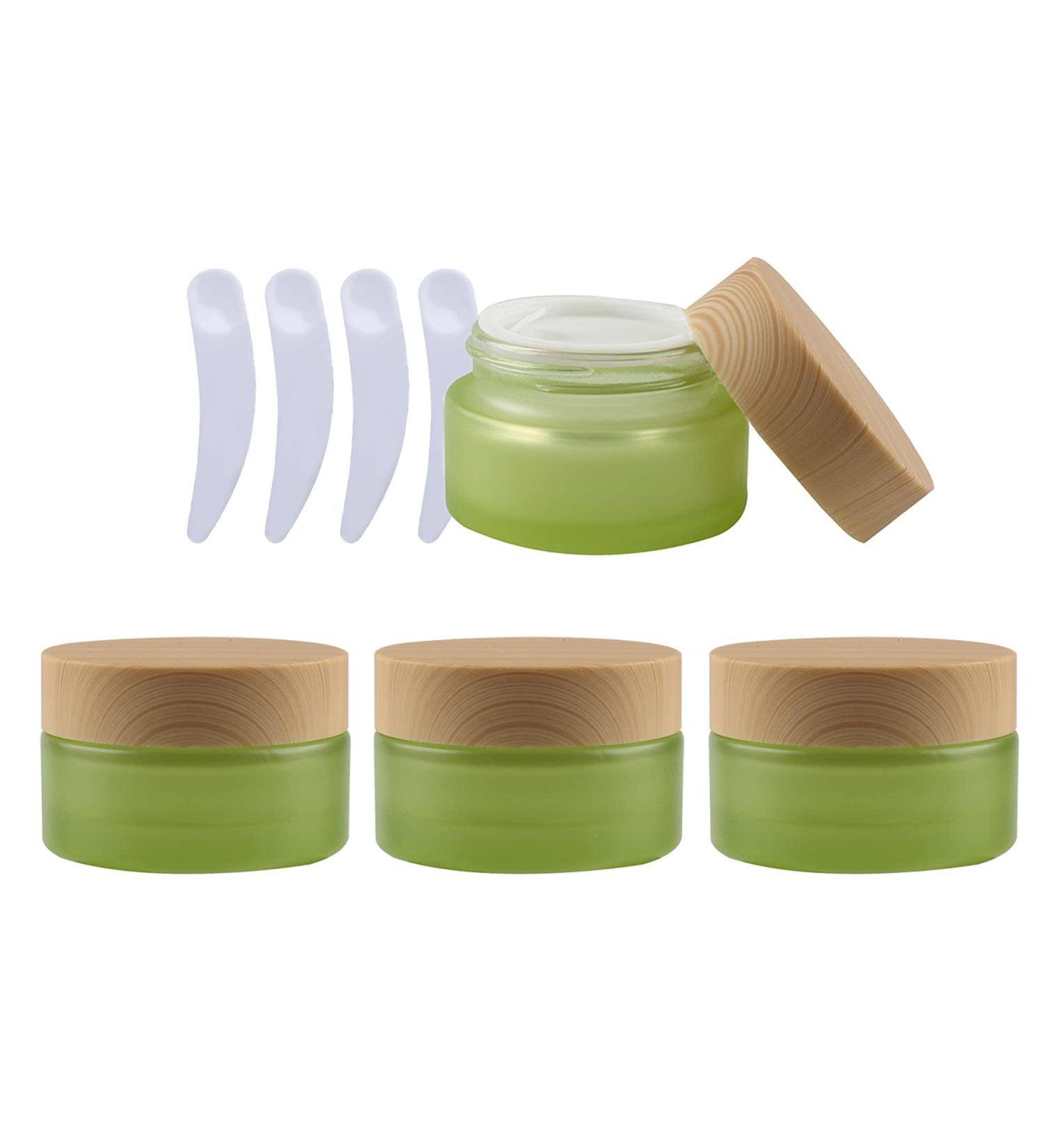 Zeoabsy 4-Piece 30ml Matt Green Glass Cremedose Set - Screw Lid Ointment Pots for Cosmetics Gels & Creams - Ships Internationally - Buy Online on GoSupps.com