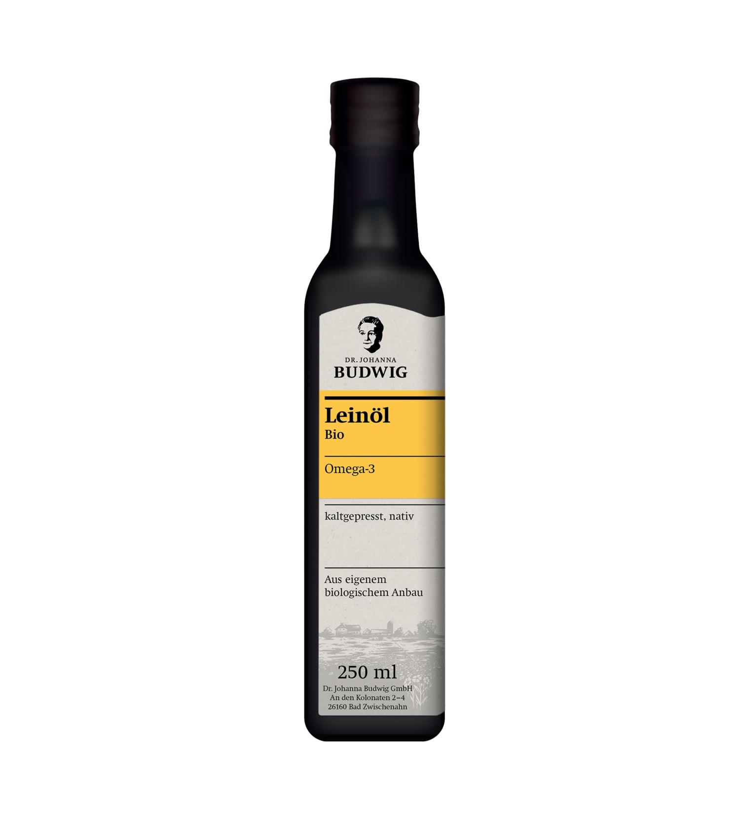 Dr. Budwig Organic Cold-Pressed Linseed Oil 250ml - High-Dose Omega 3 from Sustainable Flaxseed - Vegan & Unfiltered Omega 3 Oil for Kids - Buy Online on GoSupps.com