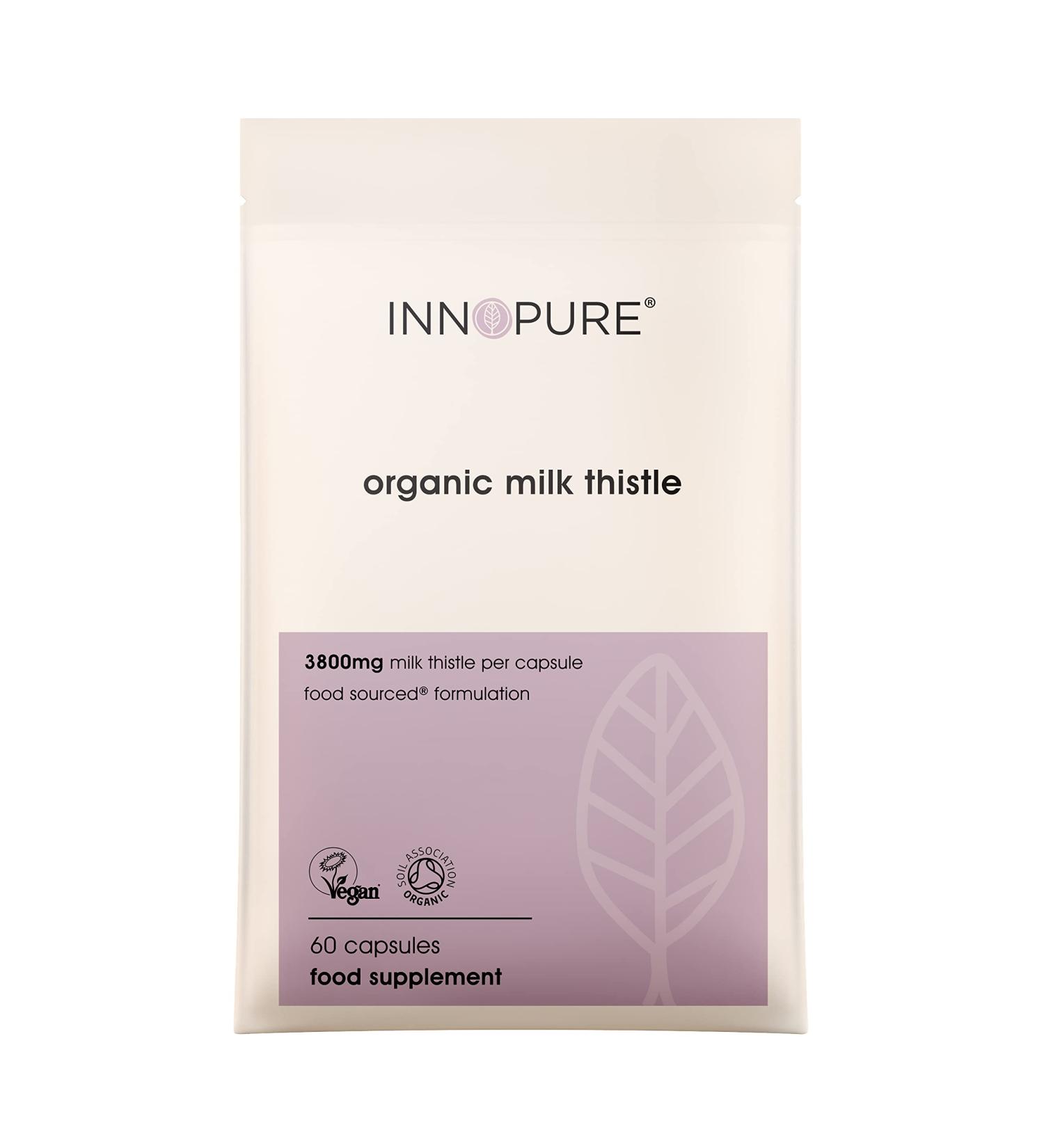 INNOPURE Organic Milk Thistle Capsules - High Strength 3800mg - Soil Association & Vegan Society Certified - 80% Silymarin - 60 Capsules - Buy Online on GoSupps.com