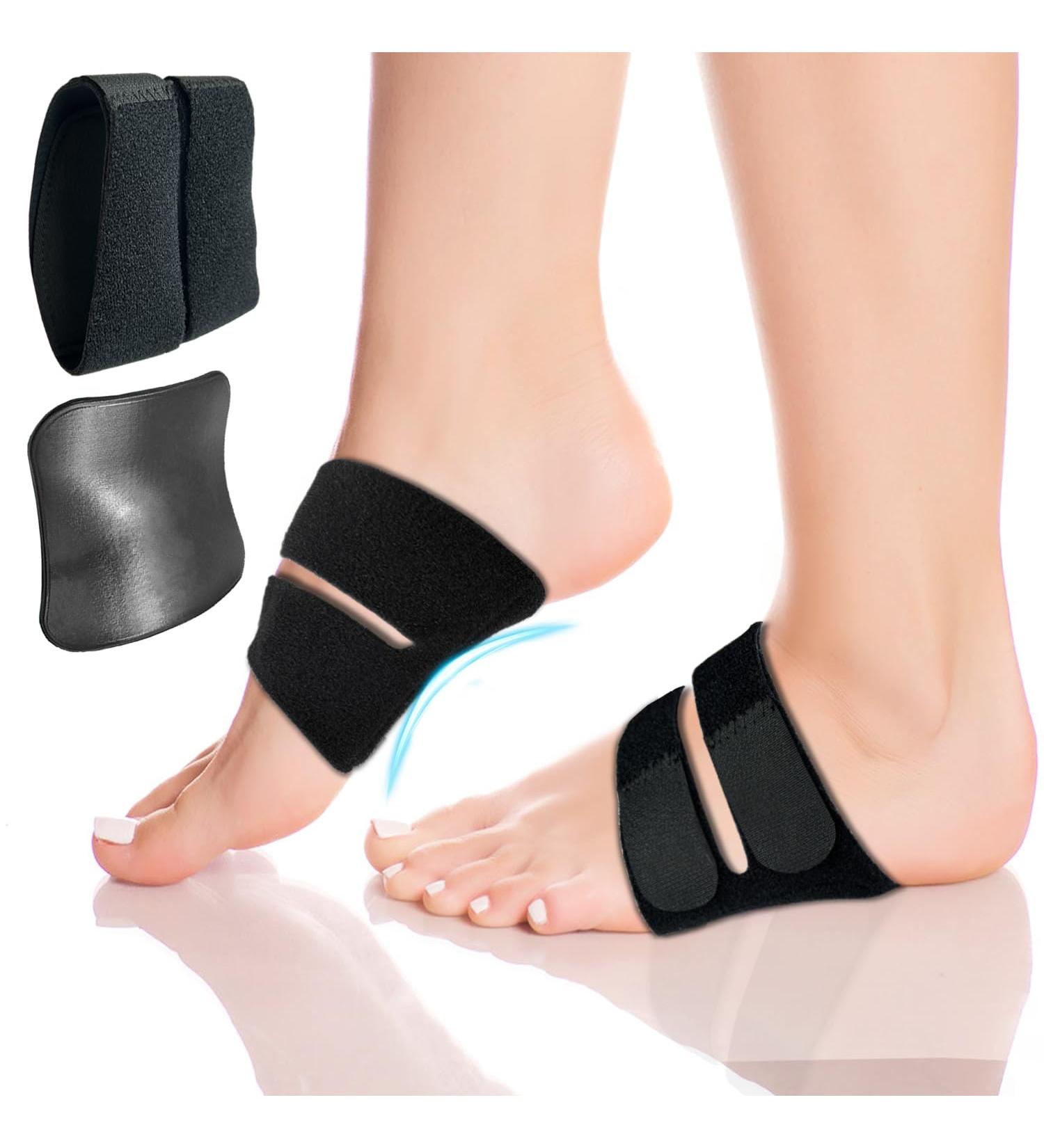 Unisex Arch Support Bands for Flat Feet & Plantar Fasciitis - Adjustable Compression Orthotics for Men & Women (Black 1 Pair - Buy Online on GoSupps.com