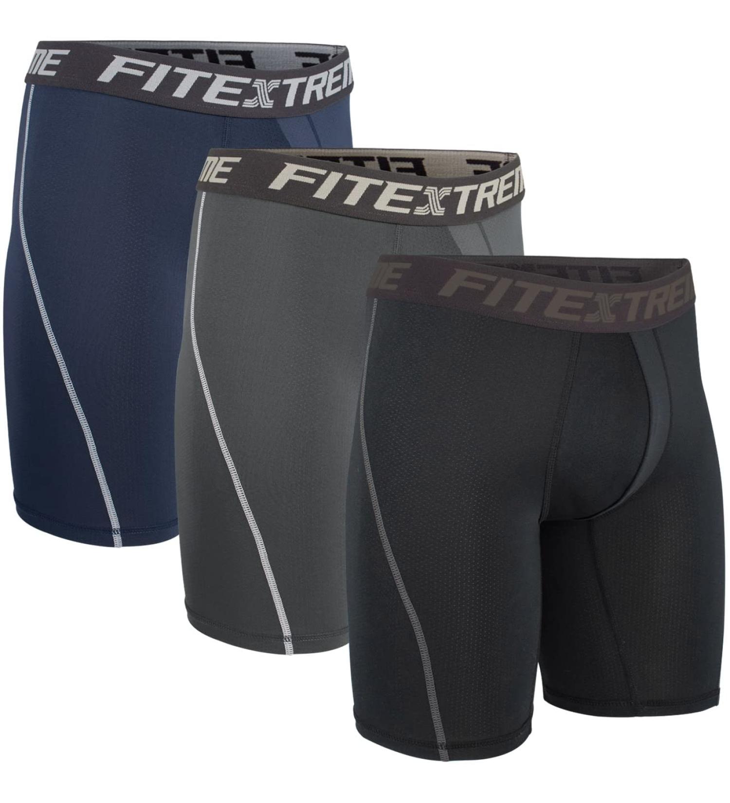FITEXTREME Men's Compression Shorts 3 Pack - Cool Dry Mesh for Running & Workout - Athletic Small Short Mix - Buy Online on GoSupps.com