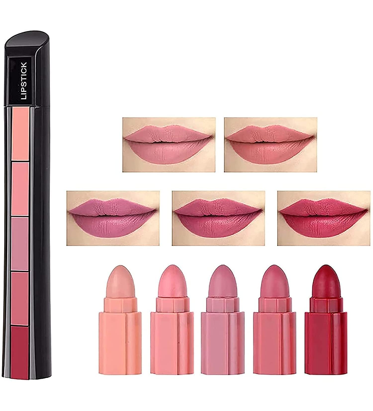  Hikaka Classic 5-in-1 matte lipstick non-marking waterproof long-lasting smooth soft to wear full color coverage non-sticky glossy moisturizing for women (B) - Buy Online on GoSupps.com
