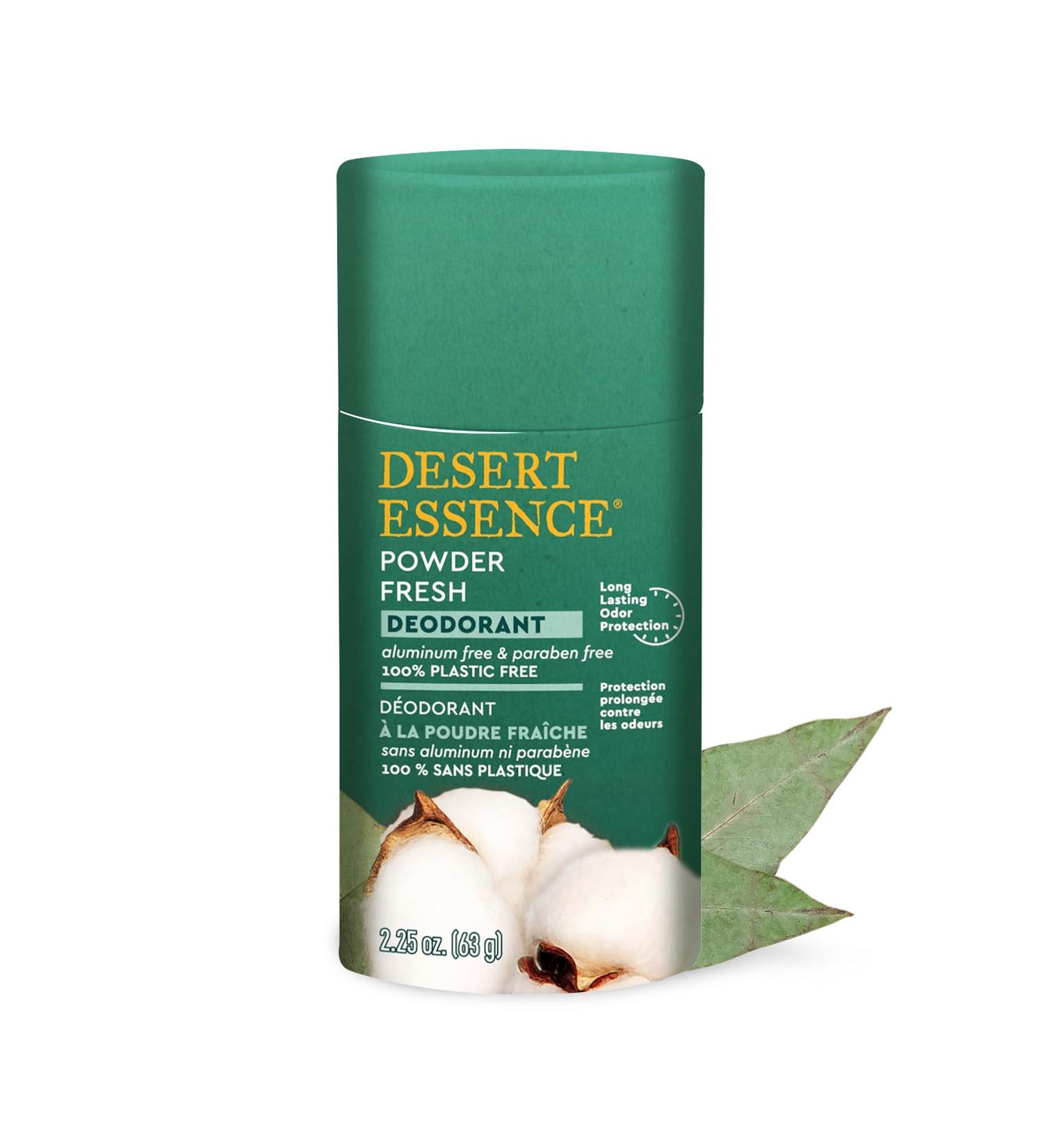 Desert Essence Natural Powder Fresh Deodorant - 100% Plastic Free Aluminum Free & Paraben Free for Women & Men 2.25 oz - Buy Online on GoSupps.com