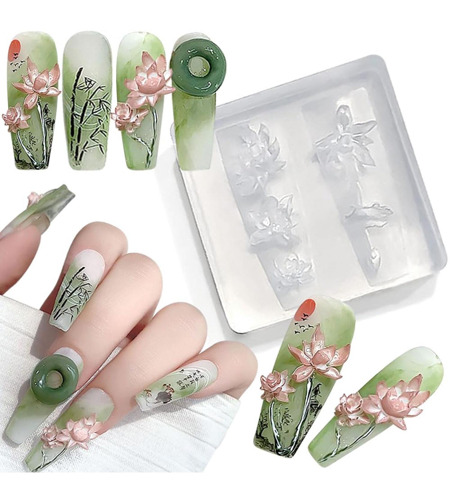 3D Lotus Flower Nail Design Silicone Mould Epoxy Resin Shapes Lotus Flower Carving Nail Stamp Silicone Mould Flowers Floral Lotus Leaf Nail Decoration Nail Design Nail Art Mould Silicone Moulds Nail - Buy Online on GoSupps.com