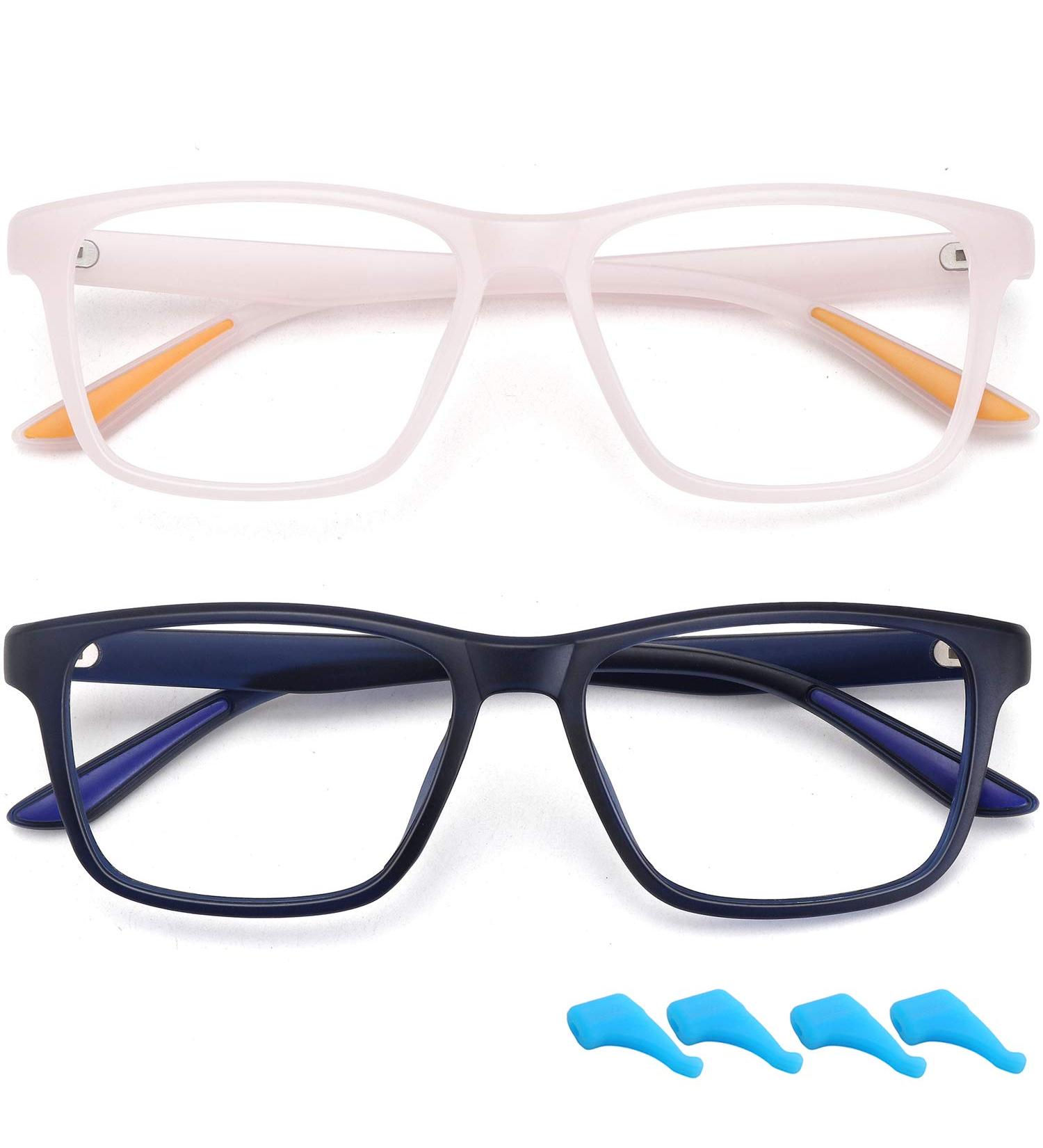 Kids Blue Light Blocking Glasses for Boys Girls Lightweight TR Computer Gaming Eyeglasses Frames Anti Eyestrain Dark Blue+light Pink - Buy Online on GoSupps.com