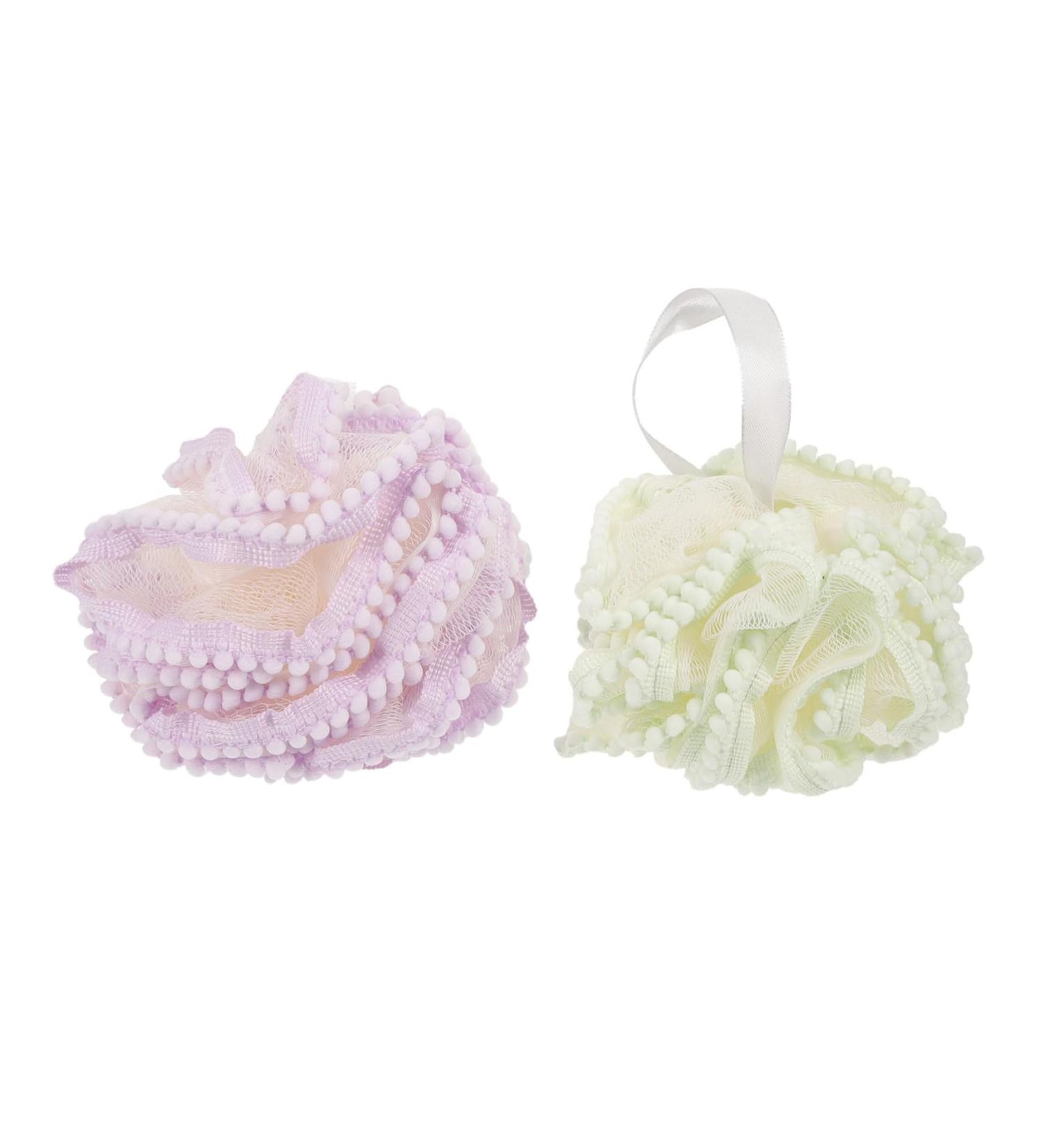 2pcs Flower Bath Ball & Loofah Set - Exfoliating Scrubber for Rich Foaming Bath | Travel-Friendly Body Cleanser - Buy Online on GoSupps.com