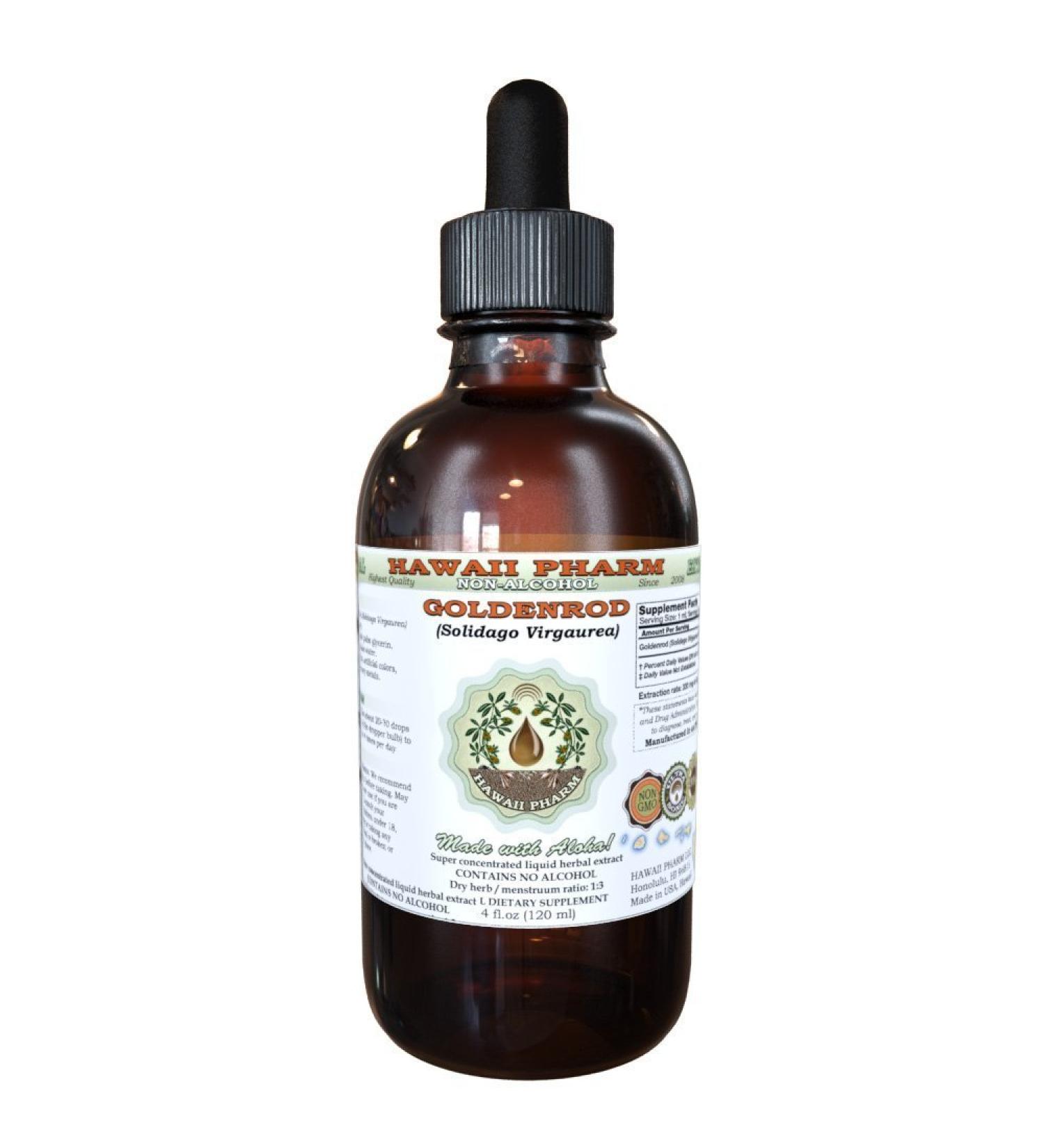 Goldenrod Alcohol-Free Liquid Extract Organic Goldenrod (Solidago virgaurea L.) Dried Herb Glycerite Hawaii Pharm Natural Herbal Supplement 2 oz 2 Fl Oz (Pack of 1) - Buy Online on GoSupps.com