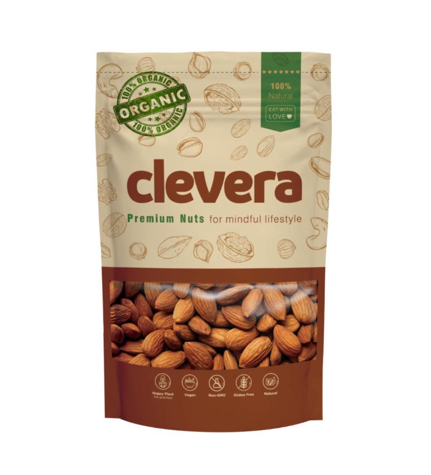 Clevera Organic California Almonds 12 Ounces - Fresh - Raw - Small Batch - Sustainably Sourced - Straight from The Farm - Non-GMO - Gluten Free - Buy Online on GoSupps.com