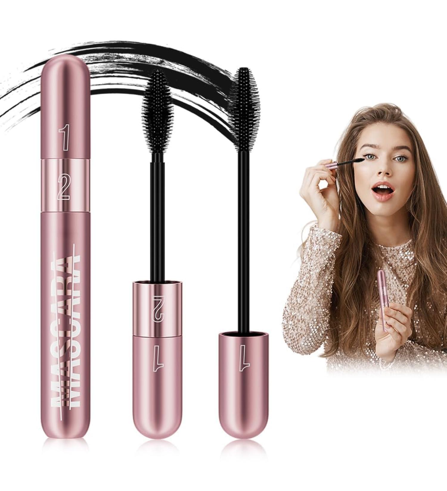 Curl Long Lasting Mascara 2024 Upgrade 2 in 1 Curl Long Lasting Waterproof Mascara 4D Silk Fiber Lash Mascara Mascara 5x Longer Waterproof Creates Natural Makeup Effect (Pink One Size) Pink 8 ml (Pack of 1) - Buy Online on GoSupps.com