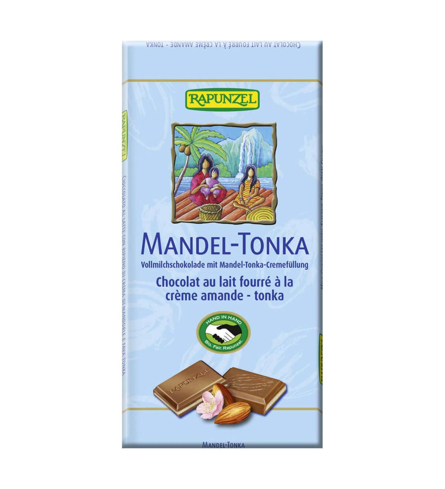Rapunzel Naturkost Rapunzel - Whole Milk Chocolate Almond Tonka Bean HIH - 100g - Pack of 12