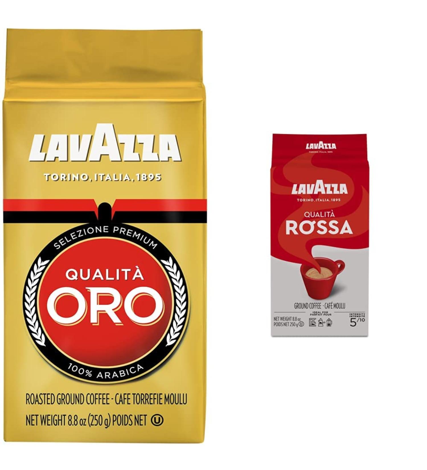 Lavazza Espresso Oro Brick Coffee 250g & Espresso Rossa Ground Coffee 250g (packaging may vary) Coffee + Rossa Ground Coffee 250g