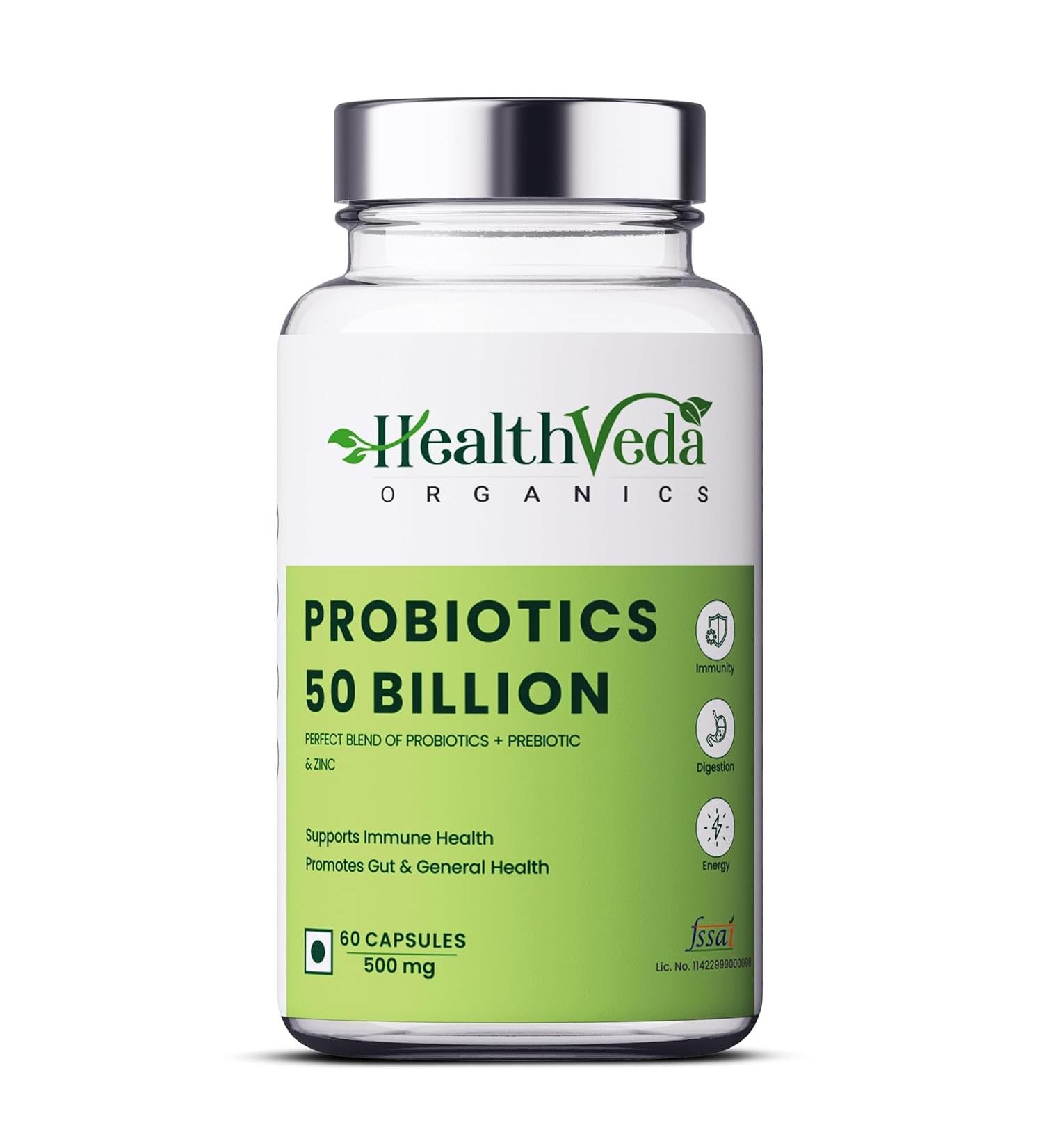 Generic Probiotics 50 Billion CFU Multi-Strains with Prebiotic | Good for Digestive Gut Health Immunity Diarrhea Gas & Bloating Support | for Men and Women - 60 Vegetarian Capsules - Buy Online on GoSupps.com