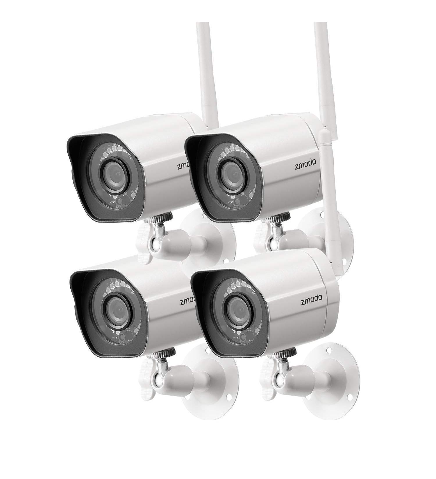 Zmodo 1080p Wireless Security Camera System 4 Pack - Full HD Smart Home Indoor/Outdoor WiFi IP Cameras with Night Vision - Alexa Compatible - 4 Count - Buy Online on GoSupps.com