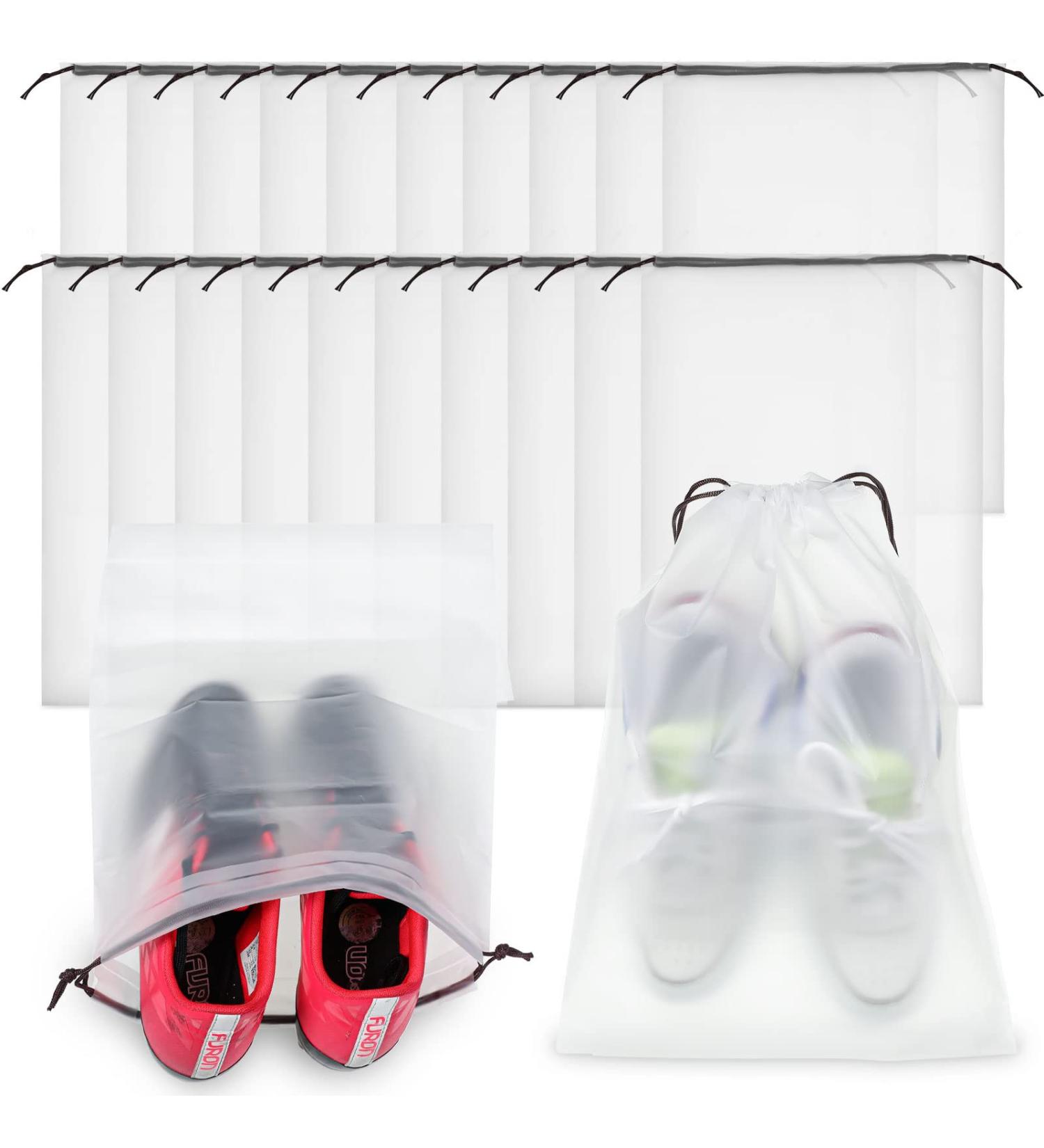 50-Piece Clear Drawstring Shoe Bags for Travel Storage - Organize and Protect Shoes on the Go! - Buy Online on GoSupps.com