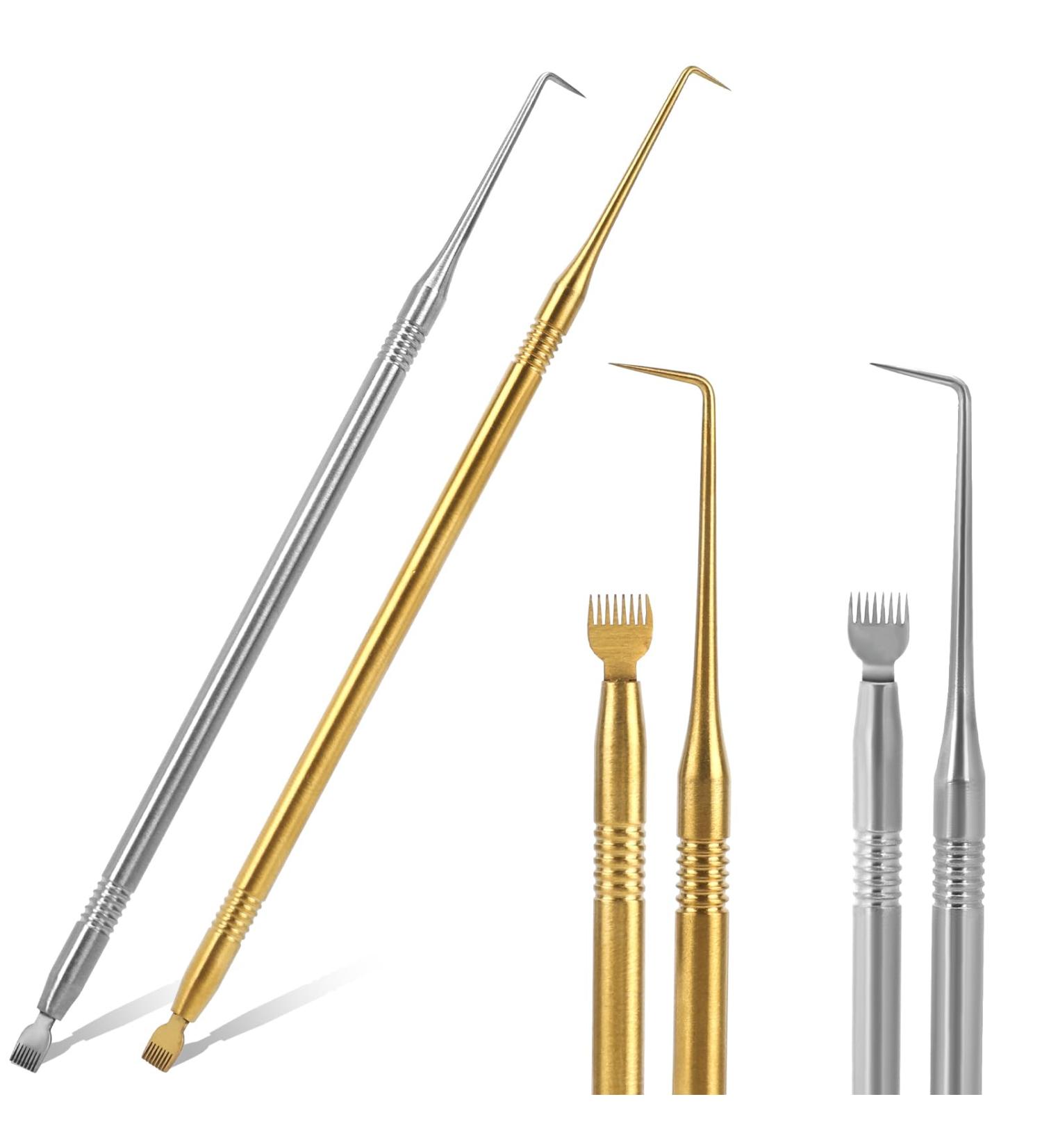 Lash Lift Tool Kit - 2 Pieces Stainless Steel Professional Supplies for Lash Lift and Tint - Metal Rods with Separator Comb - Gold & Silver - Buy Online on GoSupps.com