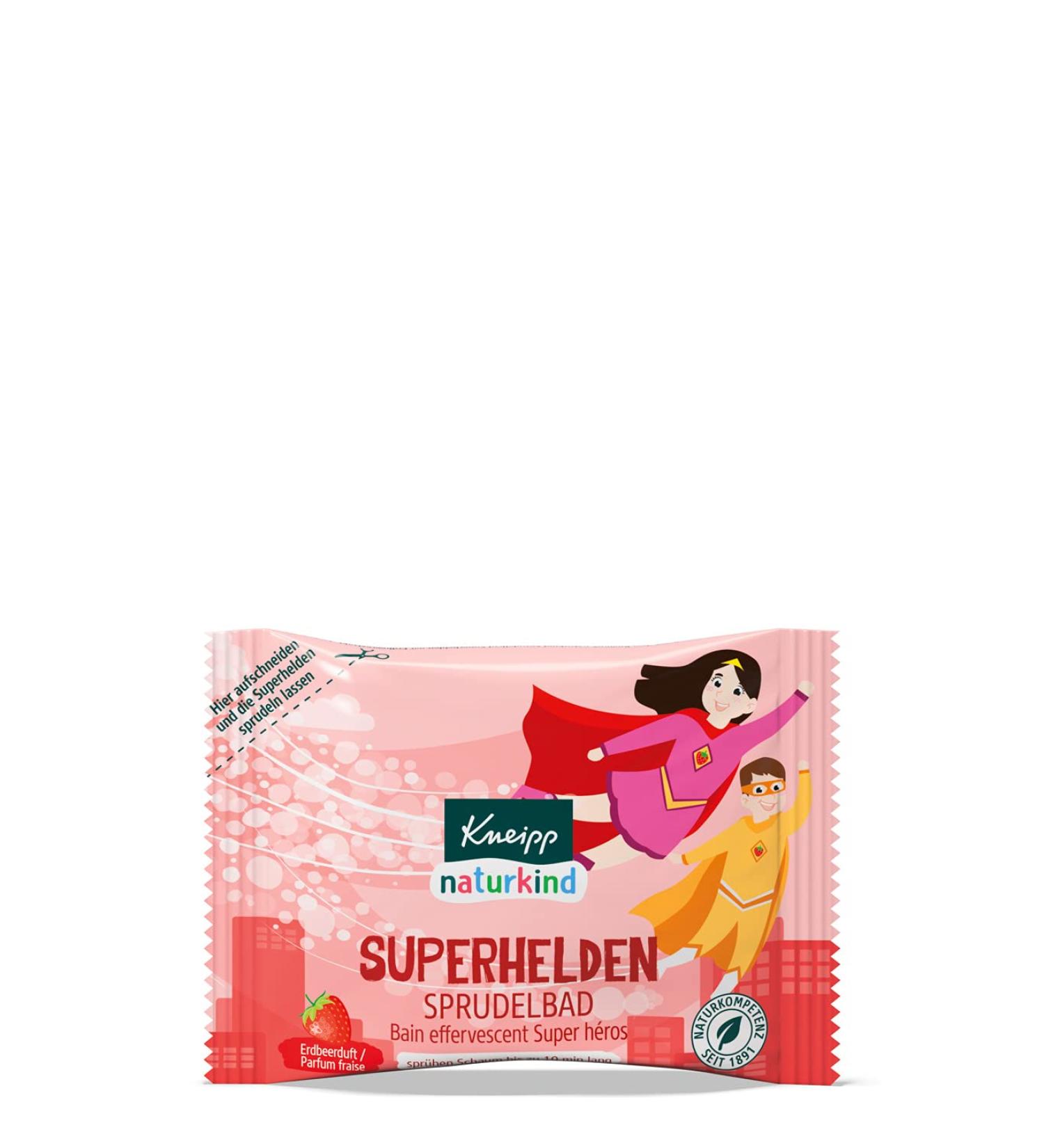 Naturkind Bubble Bath Superheroes - Strawberry Scented Almond Oil 80g (1 Piece) | Bubbles for Up to 10 Minutes - International Shipping Available - Buy Online on GoSupps.com