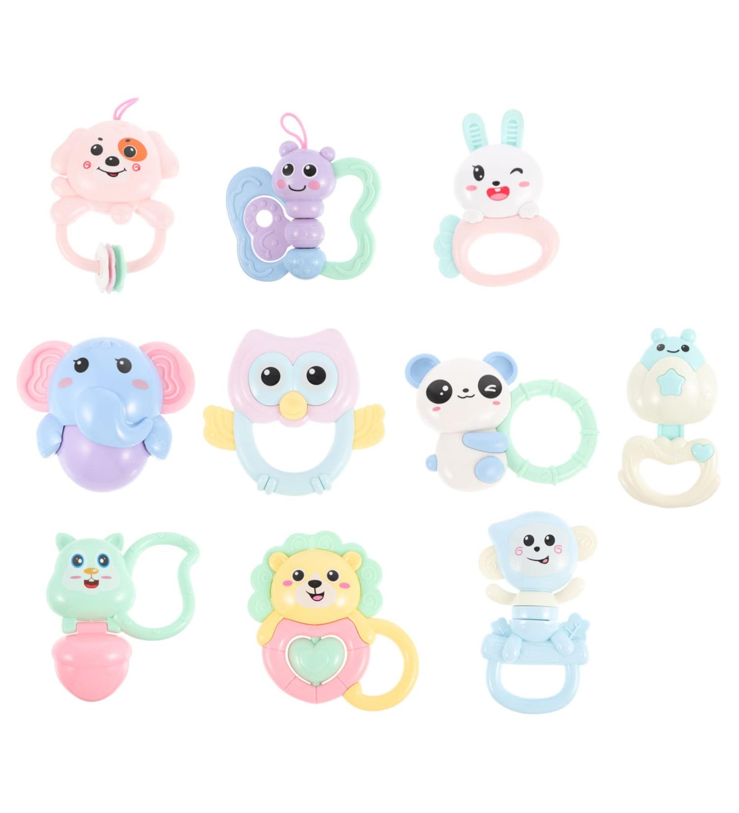 Vaguelly 10-Pack Baby Rattle Toys - Safe Toddler Teething Toys for Infants | International Shipping Available - Buy Online on GoSupps.com