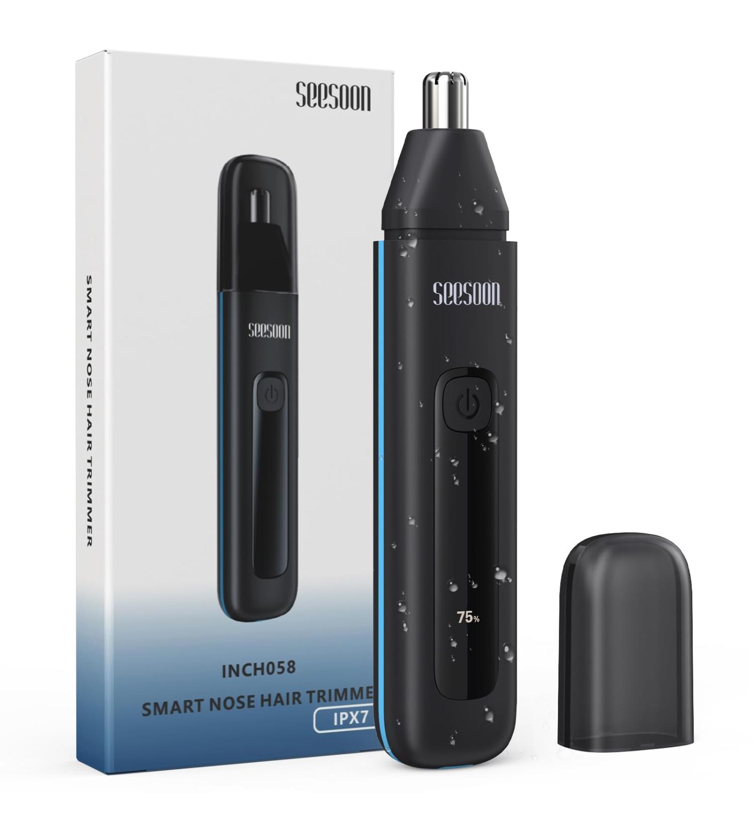 Seesoon Nose Hair Trimmer for Men - 2024 Painless Ear Hair Trimmer IPX7 Waterproof USB Rechargeable Dual Edge Blades Easy Cleaning - Smooth & Efficient Grooming - Buy Online on GoSupps.com