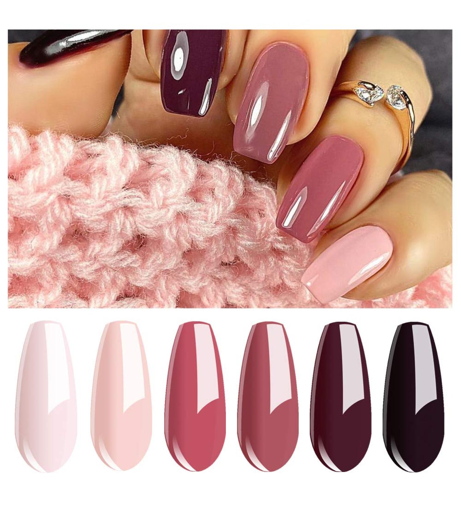 Vishine Gel Nail Polish KIT 6 Colors - Misty Pink & Midnight Rose Series Pastel Pink Wine Tone Home Nail Art Salon Gel Manicure Set - Buy Online on GoSupps.com