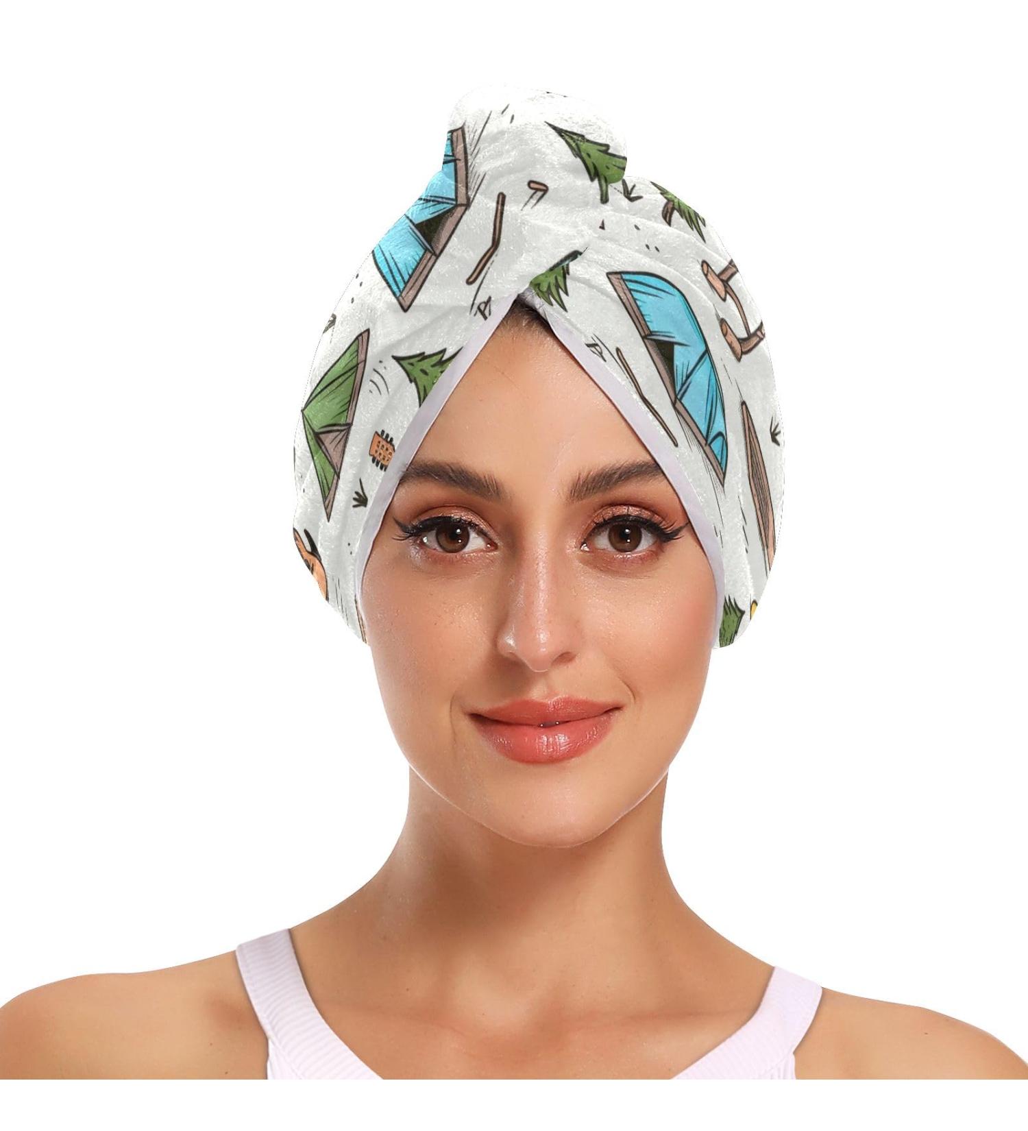 Camper Cactus Hair Towel 2 Pack - Super Absorbent Quick Dry Hair Turbans & Head Towels for Women & Girls - Buy Online on GoSupps.com