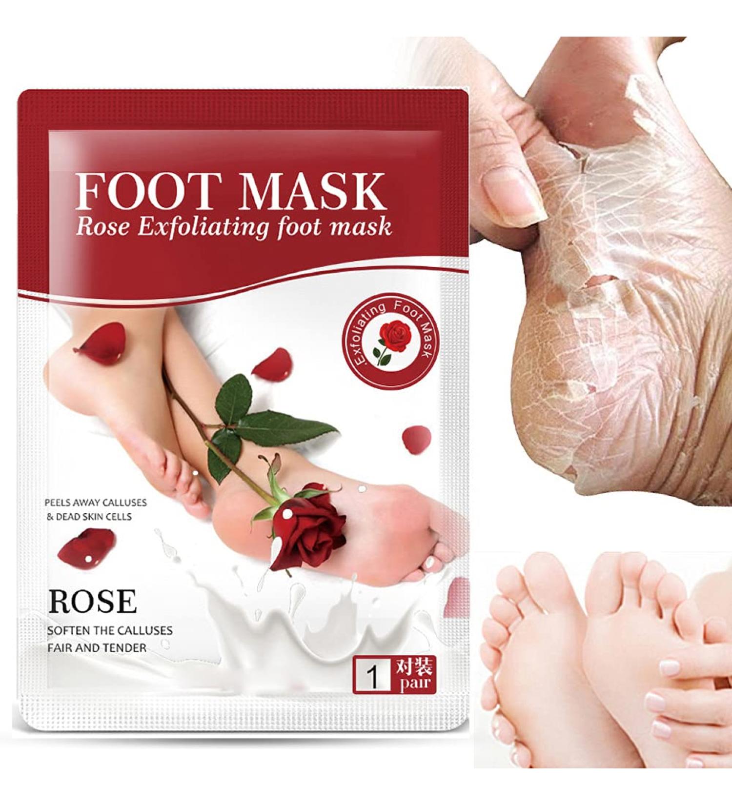 Allbestaye Rose Feet Peeling Foot Mask | Exfoliating Socks for Pedicure & Dead Skin Remover Foot Care Solution for Calluses - Buy Online on GoSupps.com
