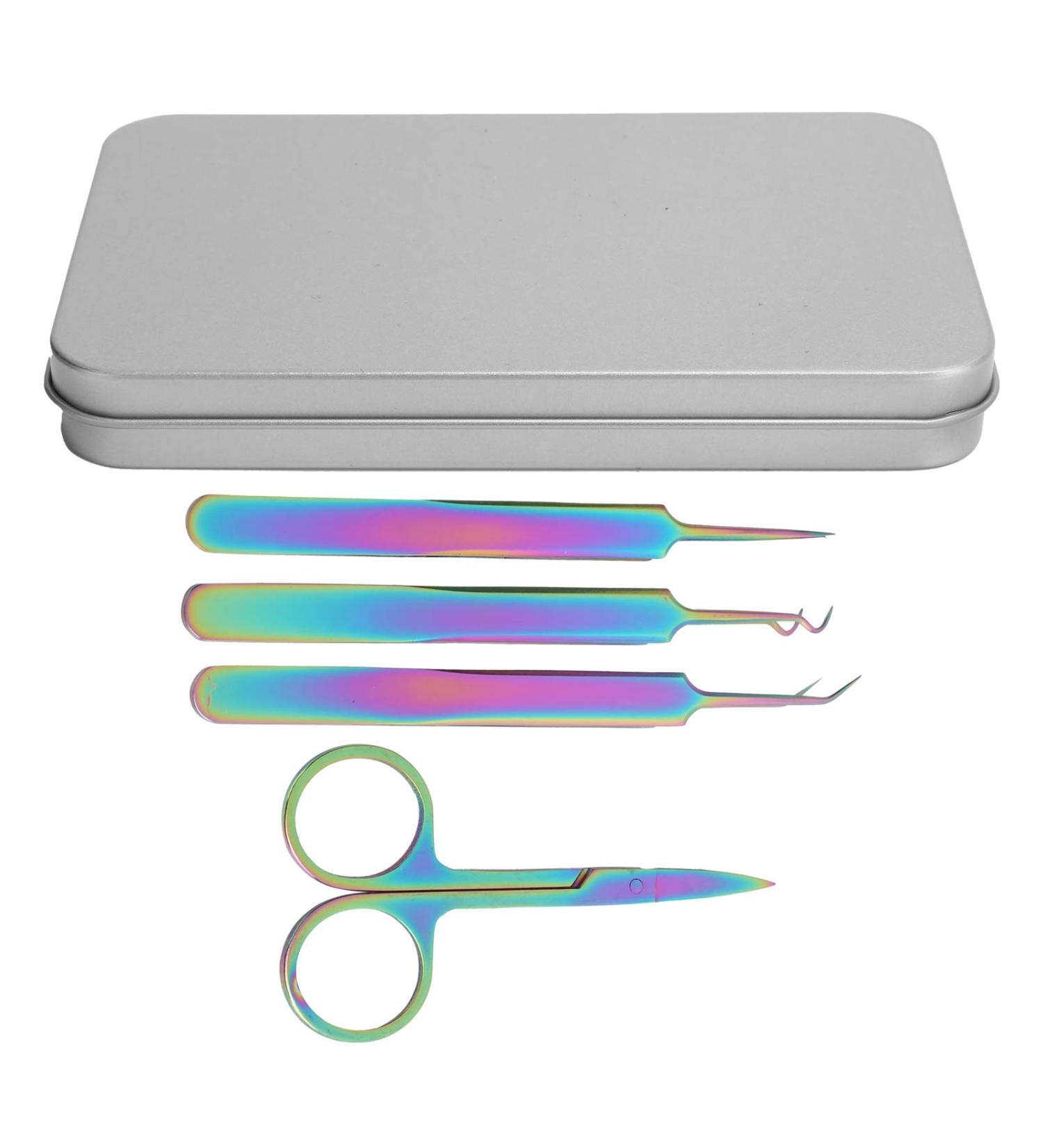 Buy Professional Stainless Steel Tweezers Set with Scissors & Leather Travel Case - Ideal for Men & Women | International Shipping Available - Buy Online on GoSupps.com