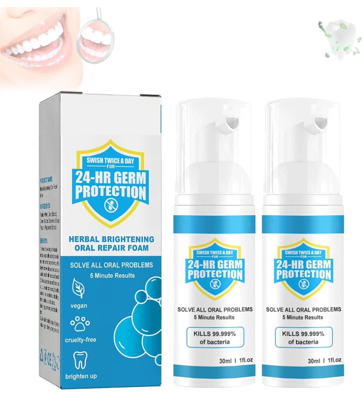 Jorondy Tartar Removal & Tooth Whitening Mousse Foam - Herbal Brightening Oral Repair (2PC) | Deep Cleaning Stain Removal - Buy Online on GoSupps.com
