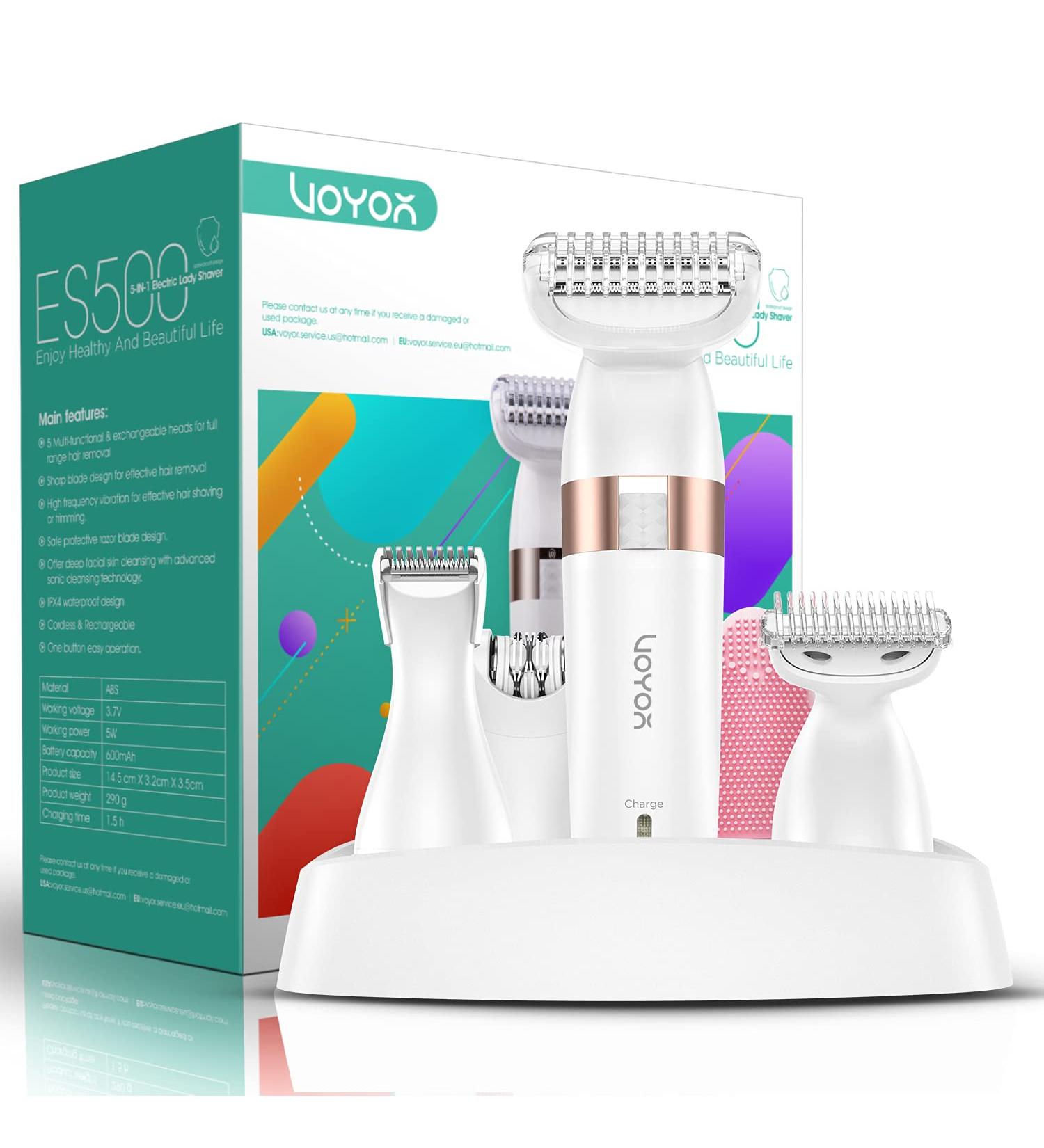 VOYOR 5-in-1 Electric Shaver for Women - Waterproof Bikini Trimmer & Face Groomer - Buy Online on GoSupps.com