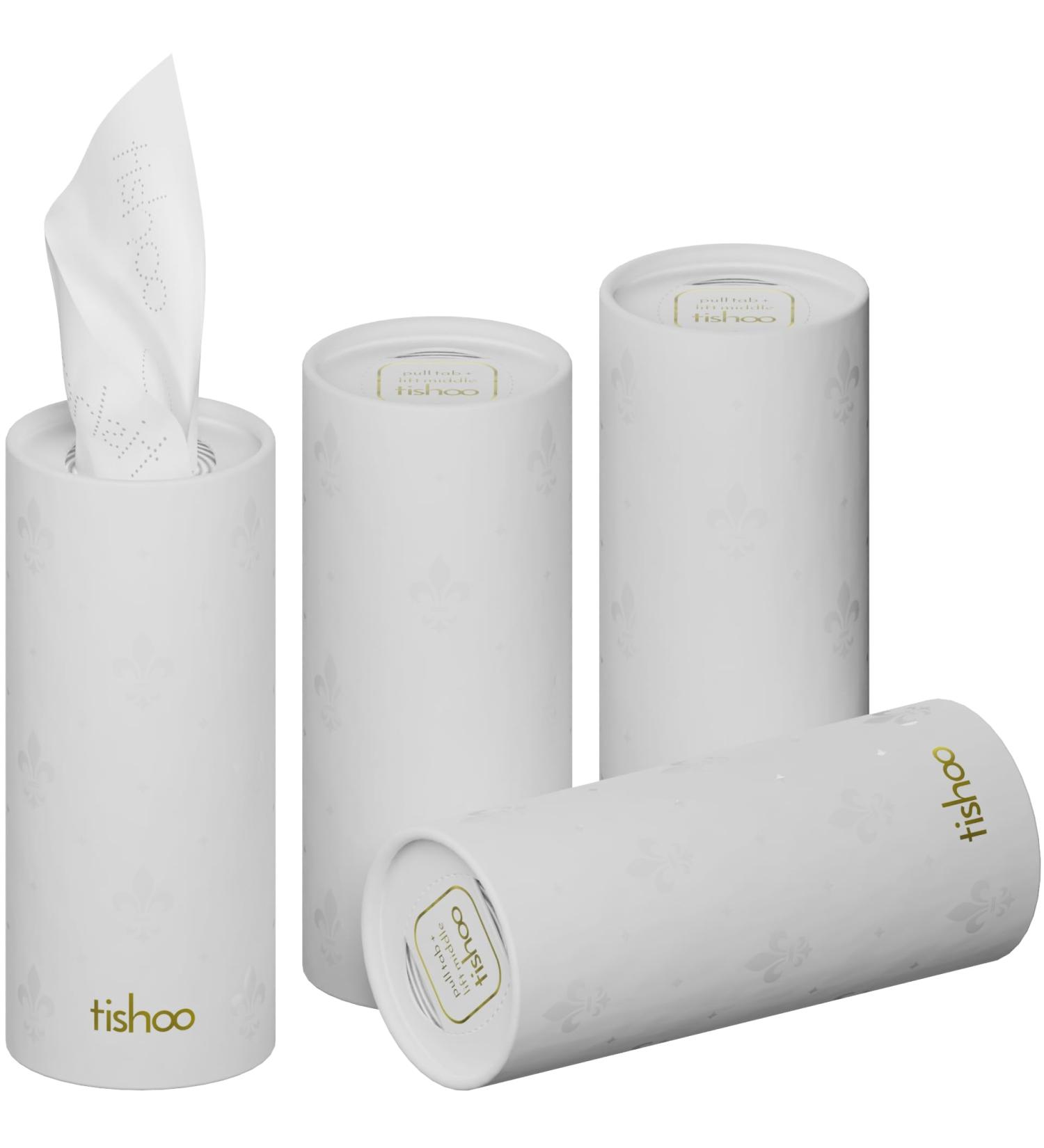 TiShoo Extra Soft 4-Latz Handkerchiefs with Moisturizer | Eco-Friendly 16 Tubes | Perfect for Car Home & Travel | White | 100% Plastic-Free Packaging - Buy Online on GoSupps.com