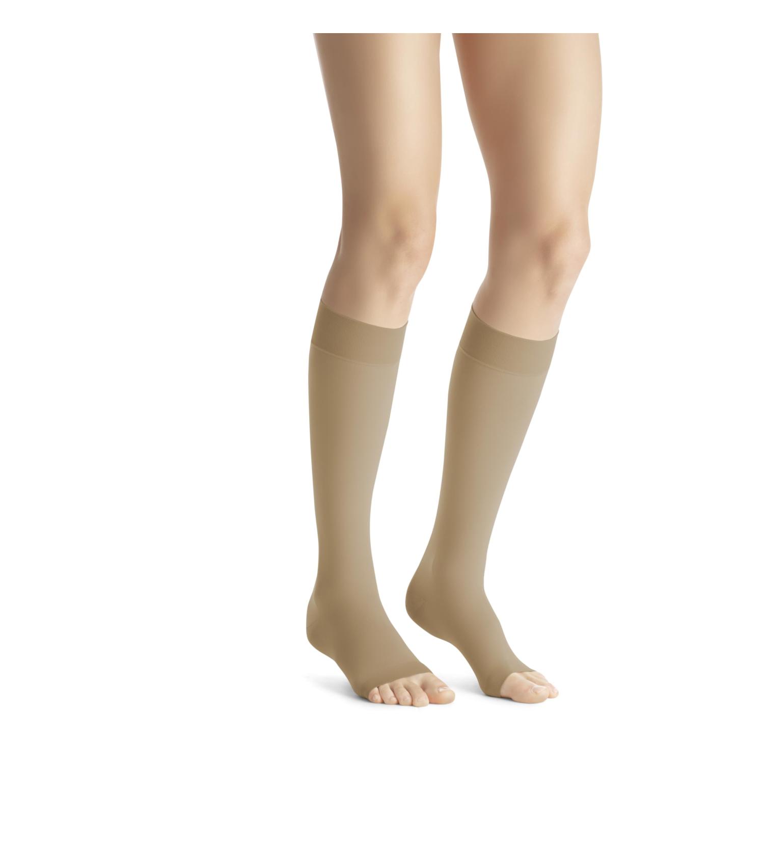 JOBST Opaque Knee High Compression Stockings with SoftFit Technology - 20-30 mmHg Open Toe Large Full Calf Natural Color - International Shipping Available - Buy Online on GoSupps.com