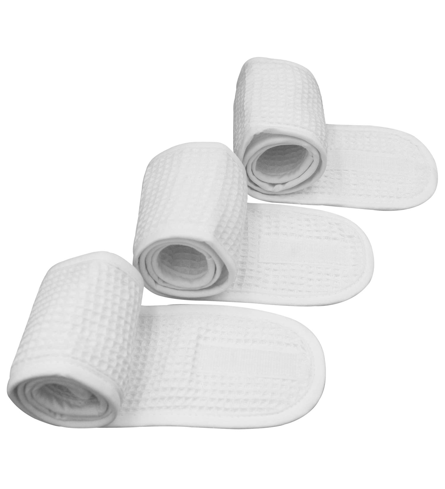 Bleu Bath Adjustable Facial Makeup Headband (3 Pack) - Pure Natural Terry Waffle, Sweat-Absorbent Spa Headband for Facial Washing, Shower, Yoga - Waffle White - Buy Online on GoSupps.com