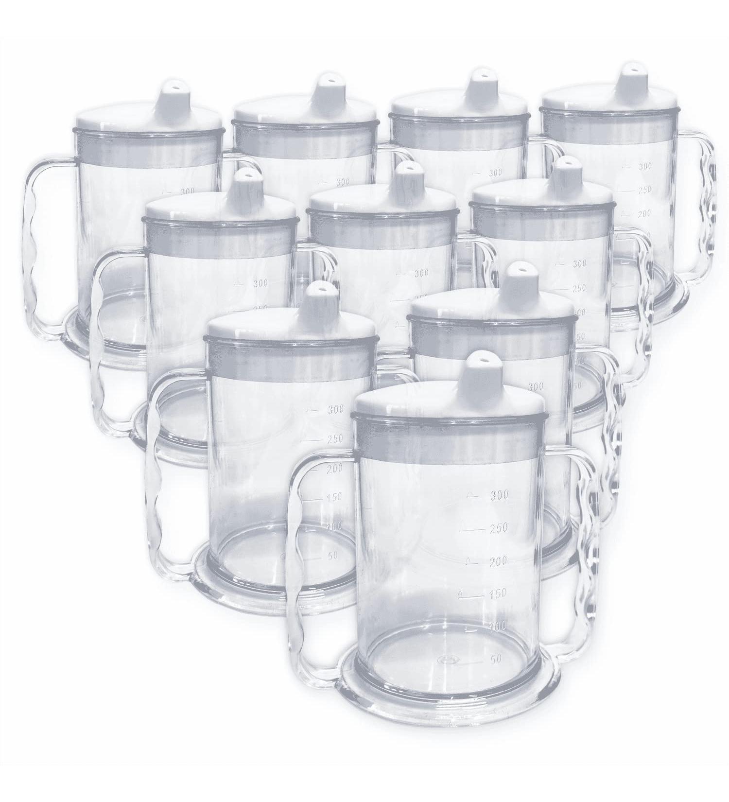 Wide Floor Two Handle Drinking Cups - 10 Pack | Disability Aid for Adults | Perfect for Dementia & Arthritis Support - Buy Online on GoSupps.com