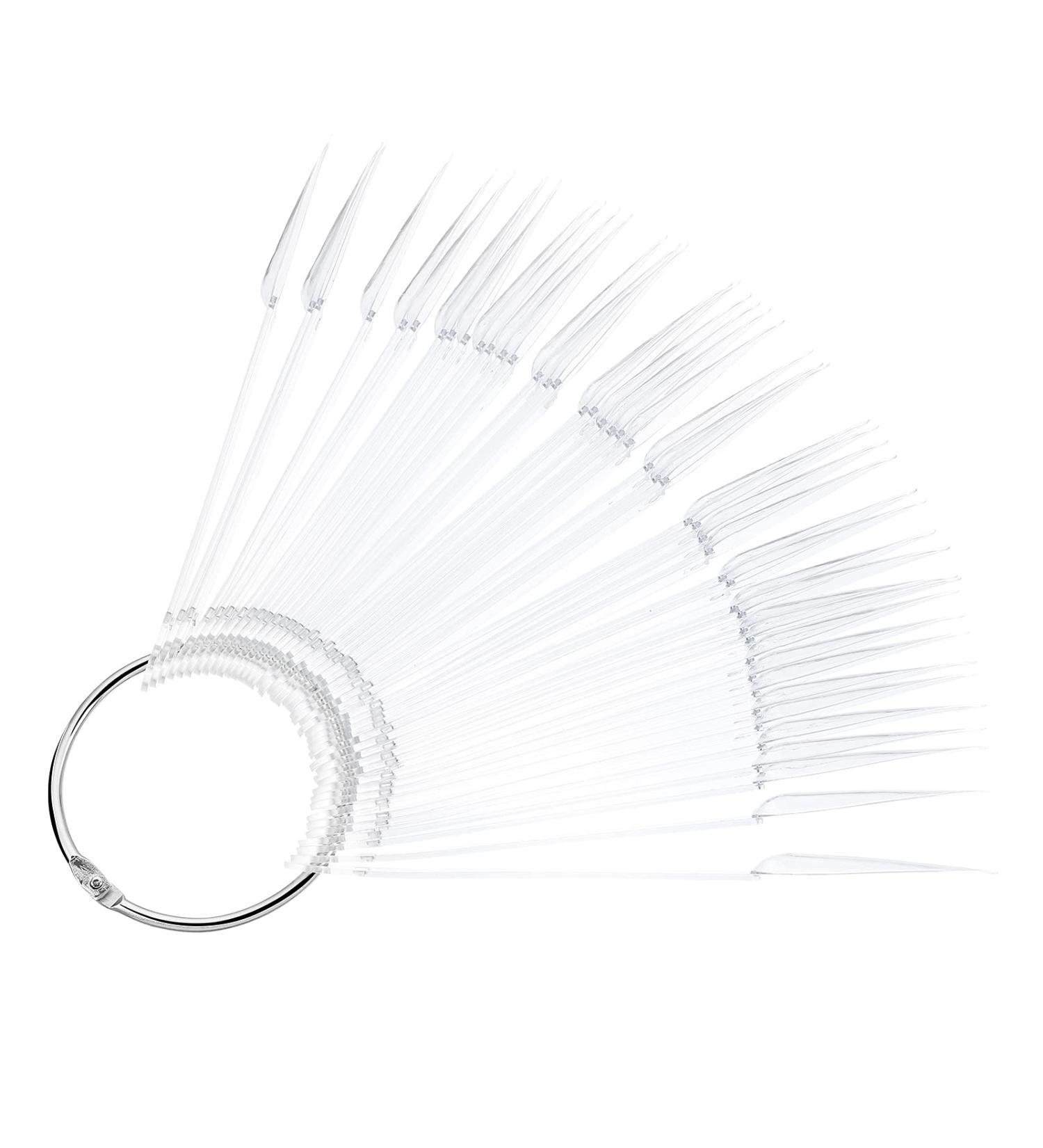 Beaupretty Stiletto Nail Sticks - 100pcs Fan-shaped Nail Display Tips with Metal Ring (Transparent) - Buy Online on GoSupps.com