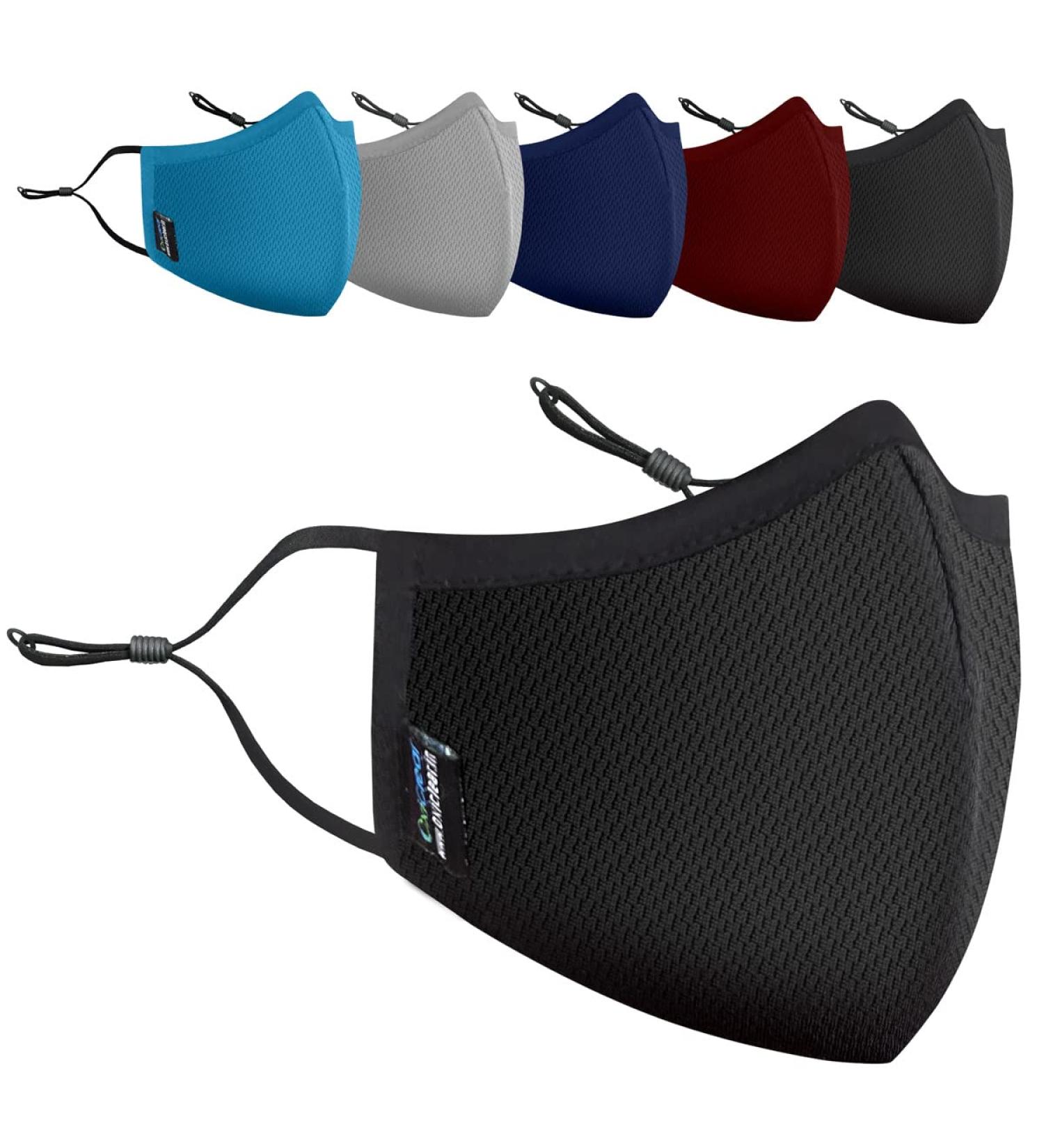 OxiClear 3-Layer Mash Face Mask with NanoFilter - Pack of 5 (Multicolor) - Buy Online on GoSupps.com