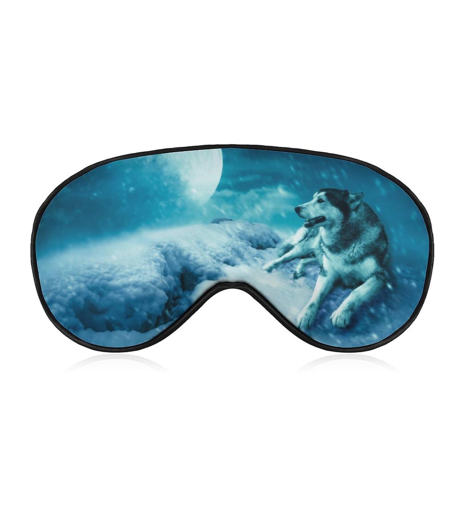 Wolf On Full Moon Night Sleep Mask - Adjustable Blindfold for Sleeping, Travel, and Nap - Blocks Light for Men and Women - Buy Online on GoSupps.com