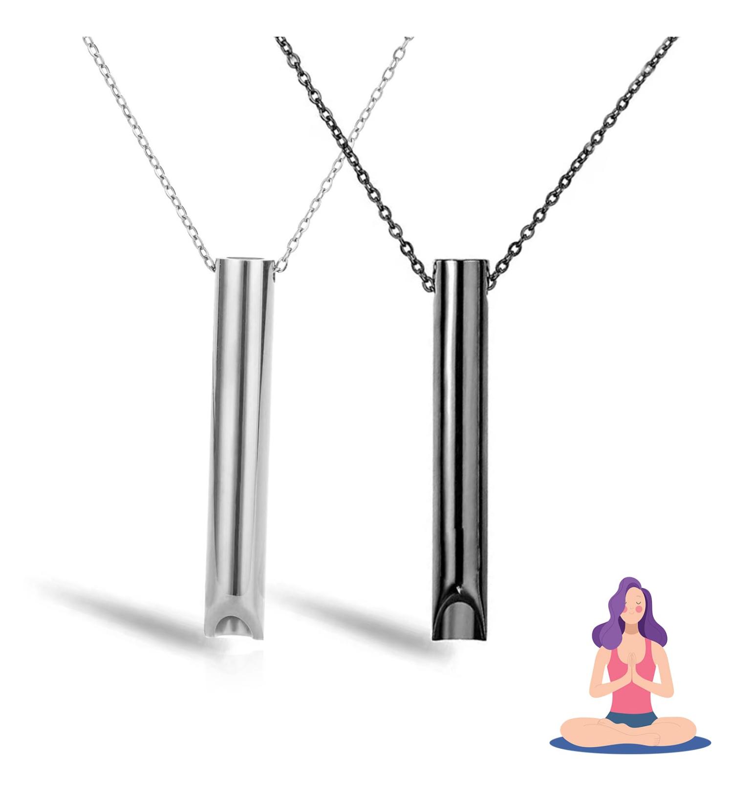 Anxiety Relief Breathing Necklace - Stainless Steel Meditation Practice for Relaxation and Calmness - Stop Smoking Aid and Gift for Women - Buy Online on GoSupps.com