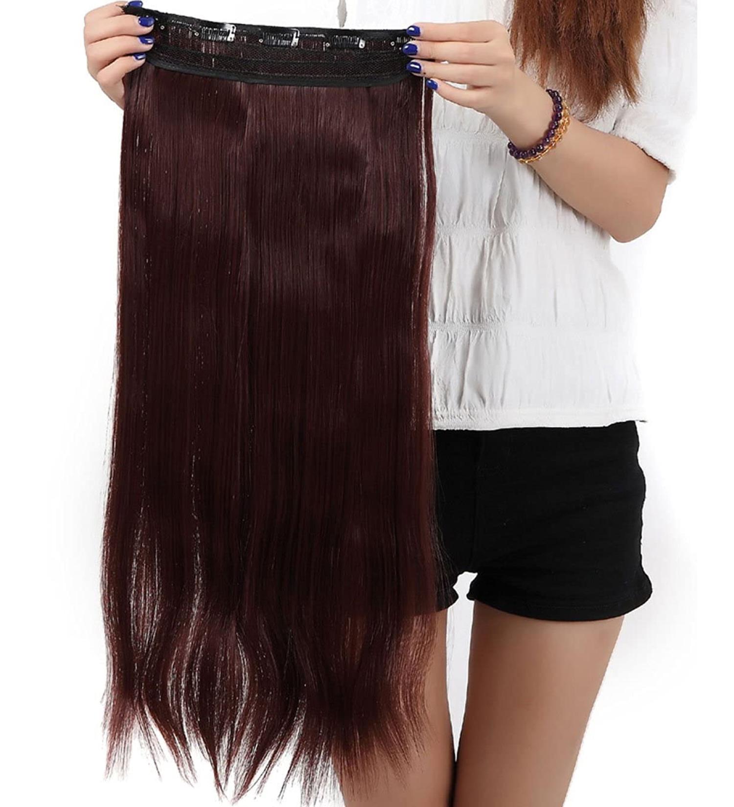 S-noilite Fashion 26 Half Full Head Clip in Hair Extensions - Dark Auburn 26 Inch Straight Extension - Buy Online on GoSupps.com